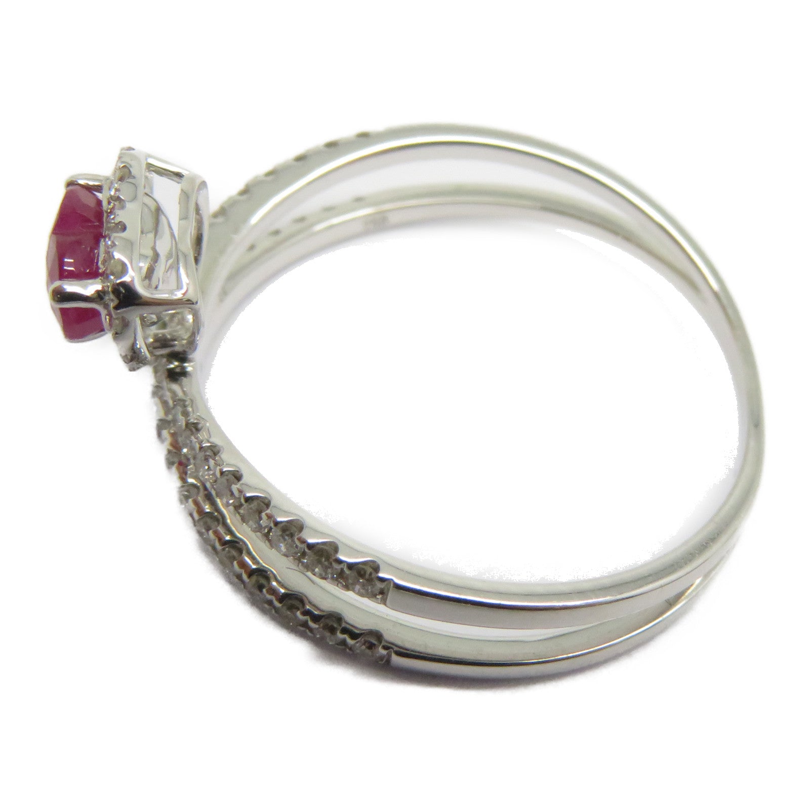 JEWELRY 【激減優惠】18K白金Ruby Ring 0.56ct紅寶石/0.27ct鑽石戒指US#7.25紅色/銀色