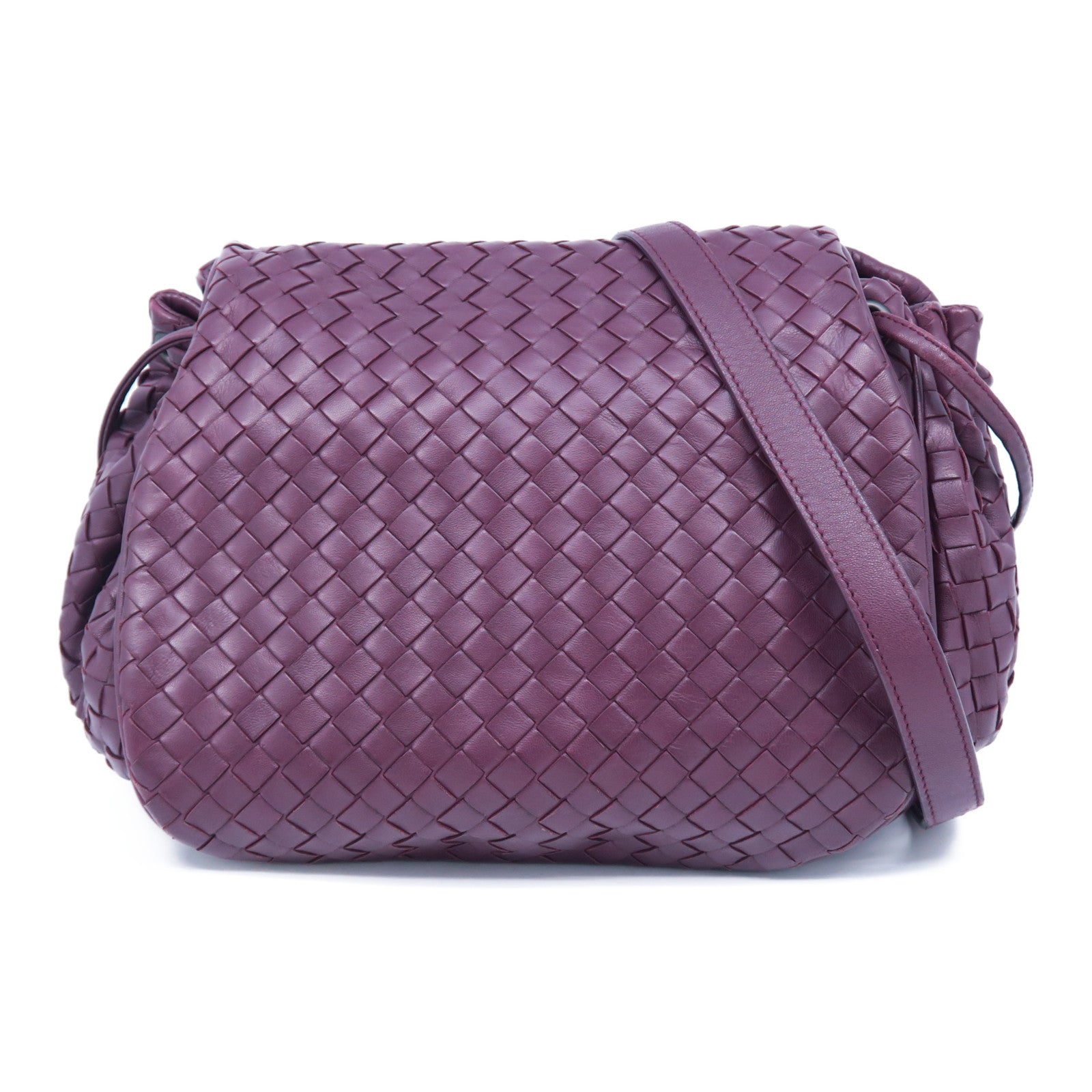 BOTTEGA VENETA 織紋皮革Shoulder Bag銀扣肩背袋紫色