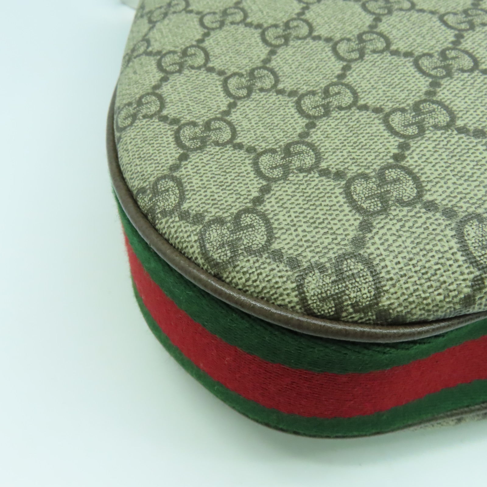 GUCCI 塗層帆布/皮革Attache銀扣肩背袋啡色