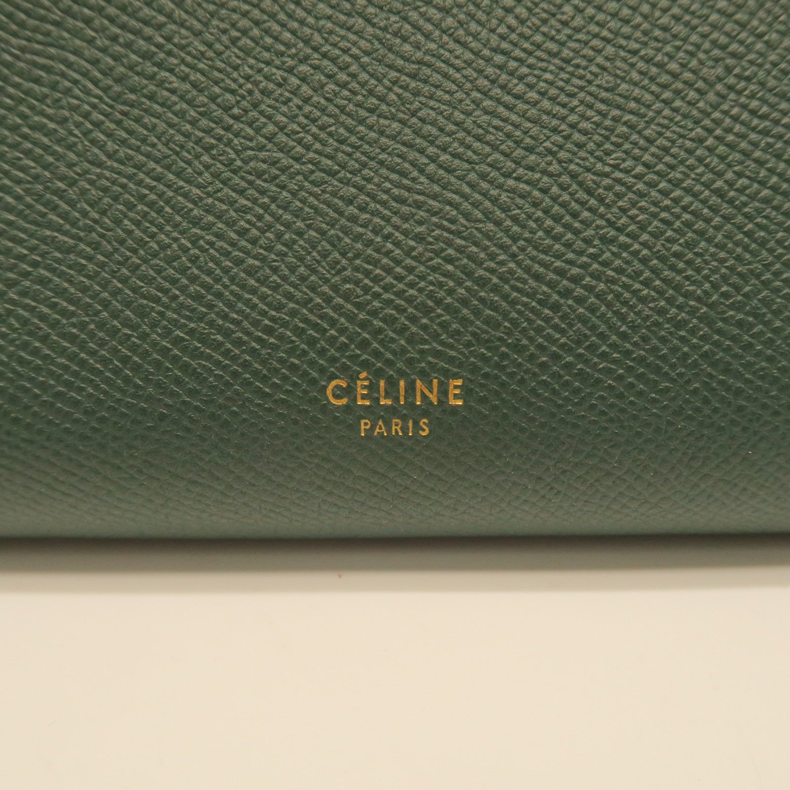CELINE cowhide leather Belt Bag gold buckle handle shoulder bag green