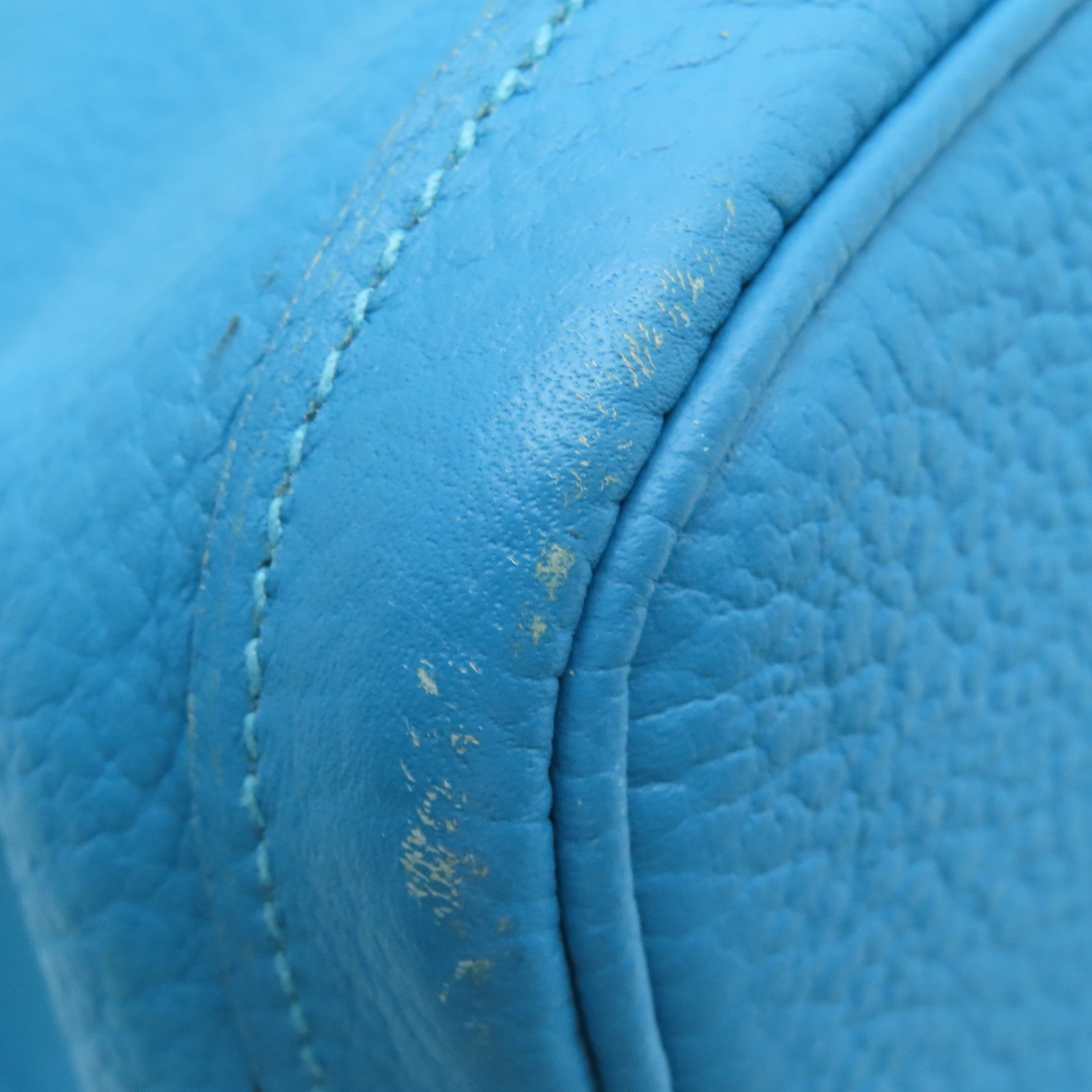 HERMES Togo Leather Garden Party PM Silver Button Handle Bag Blue