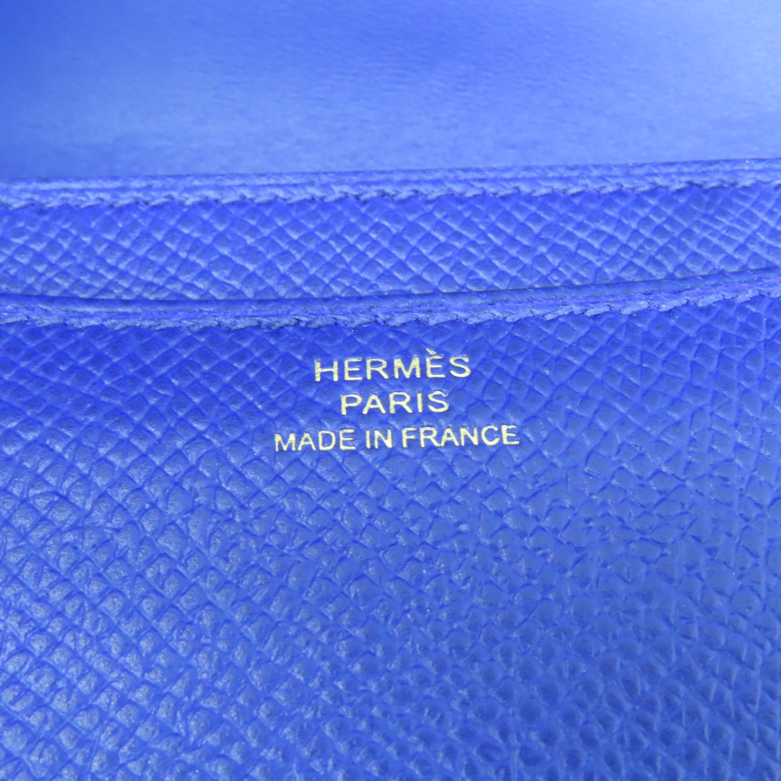 HERMES Epsom Leather Constance Mini Gold Buckle Shoulder Bag Blue