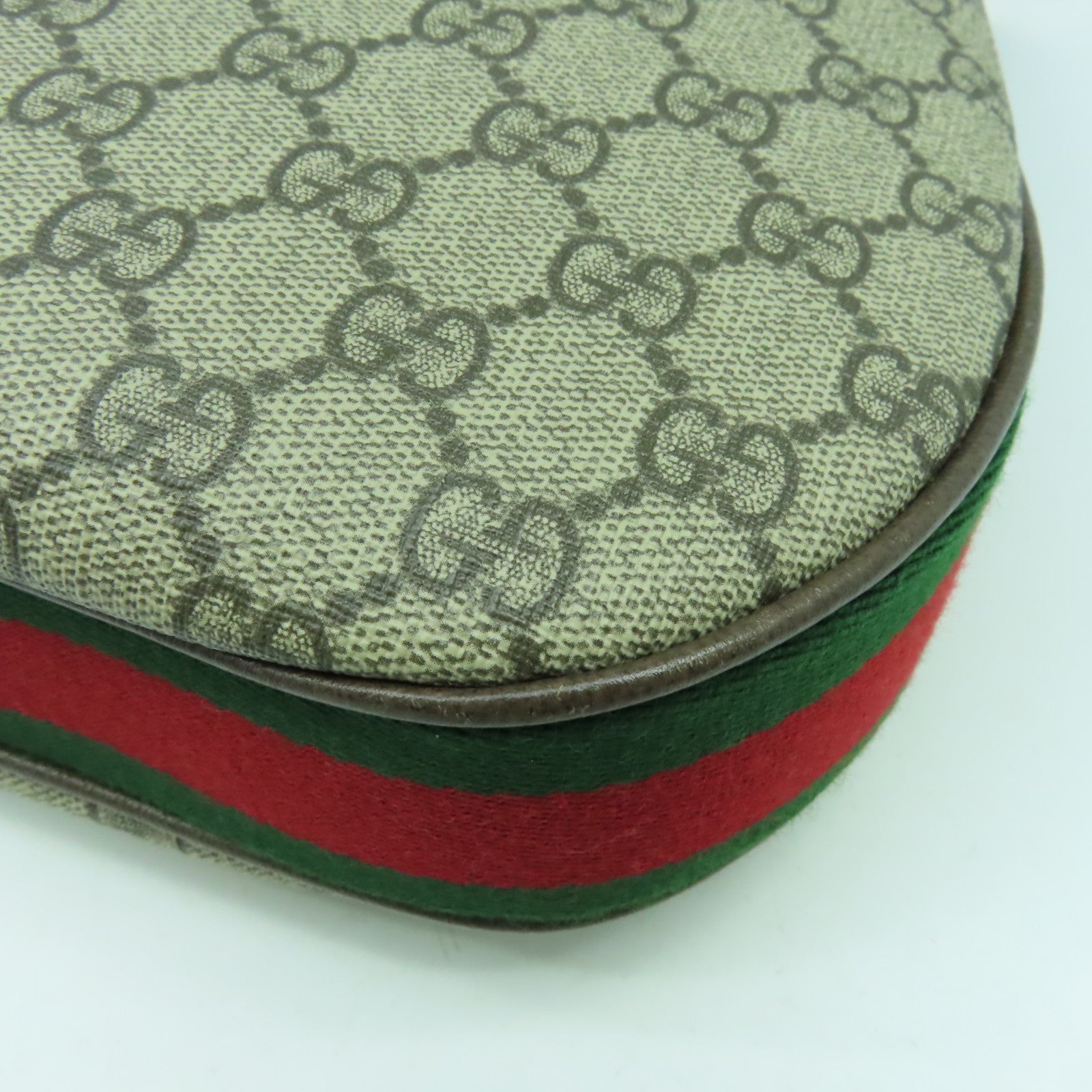 GUCCI 塗層帆布/皮革Attache銀扣肩背袋啡色