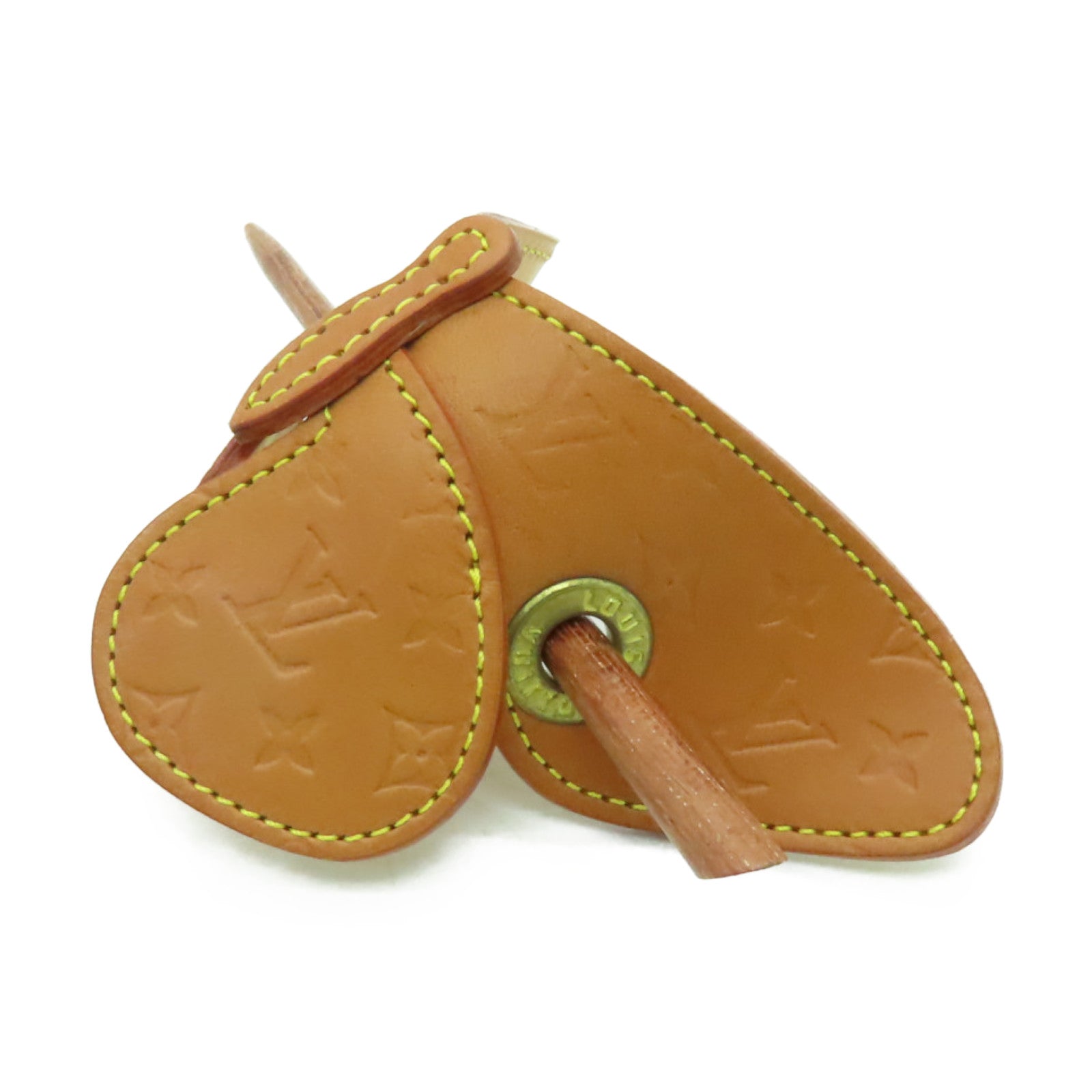 LOUIS VUITTON Tenned Leather Hair Clip金扣髮夾啡色