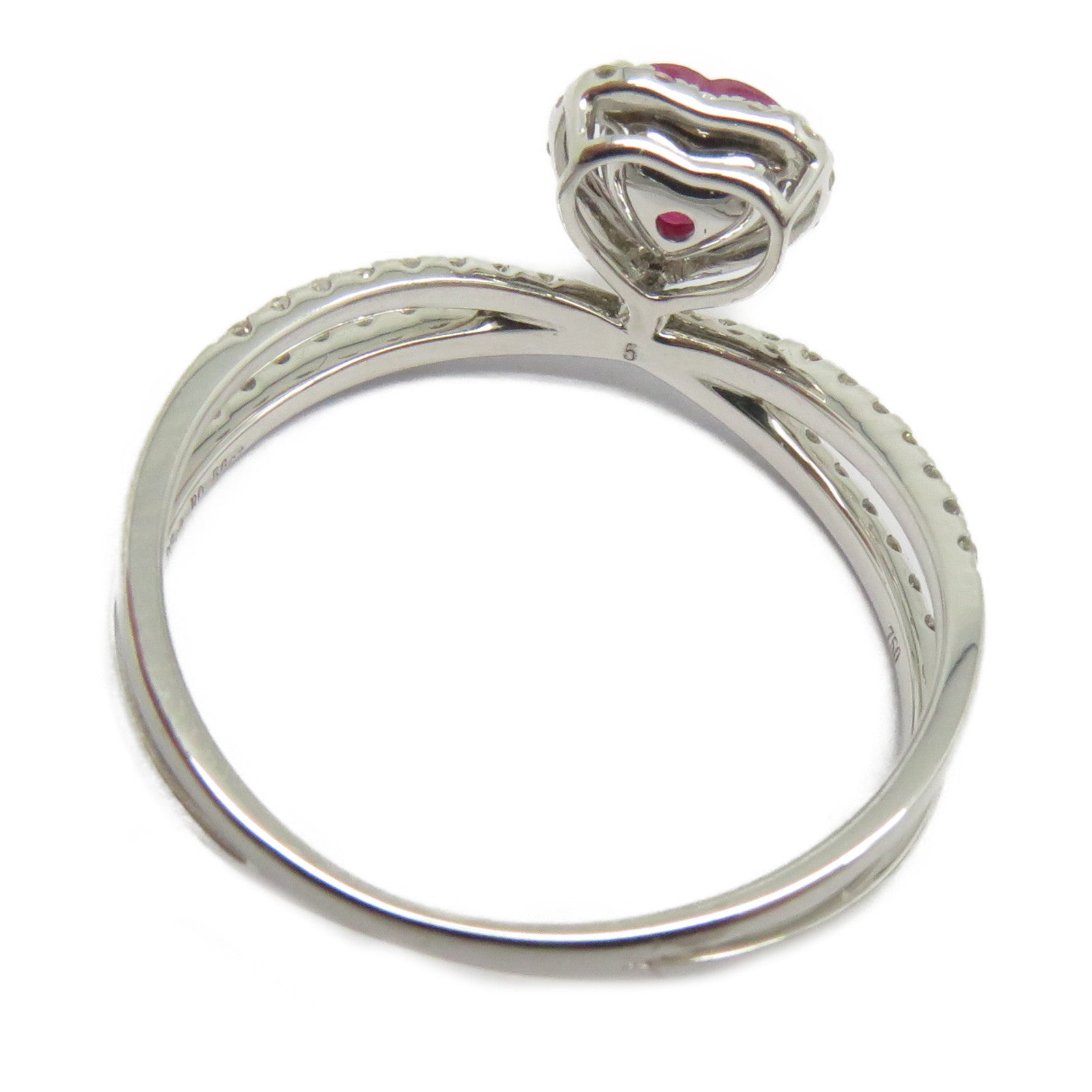 JEWELRY 【激減優惠】18K白金Ruby Ring 0.56ct紅寶石/0.27ct鑽石戒指US#7.25紅色/銀色