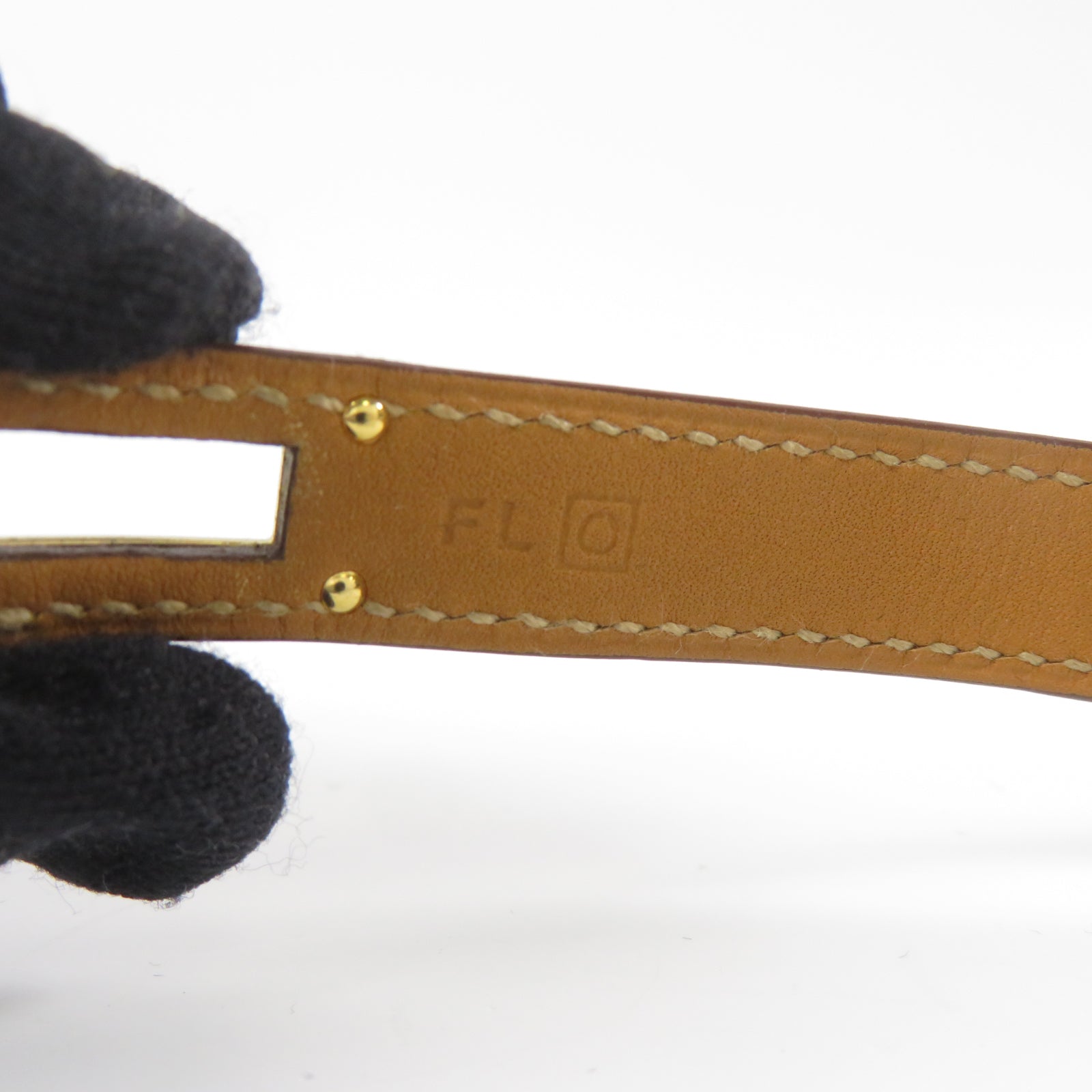 HERMES Epsom皮革Double Tour Bracelet金扣手鏈Gold經典駝色