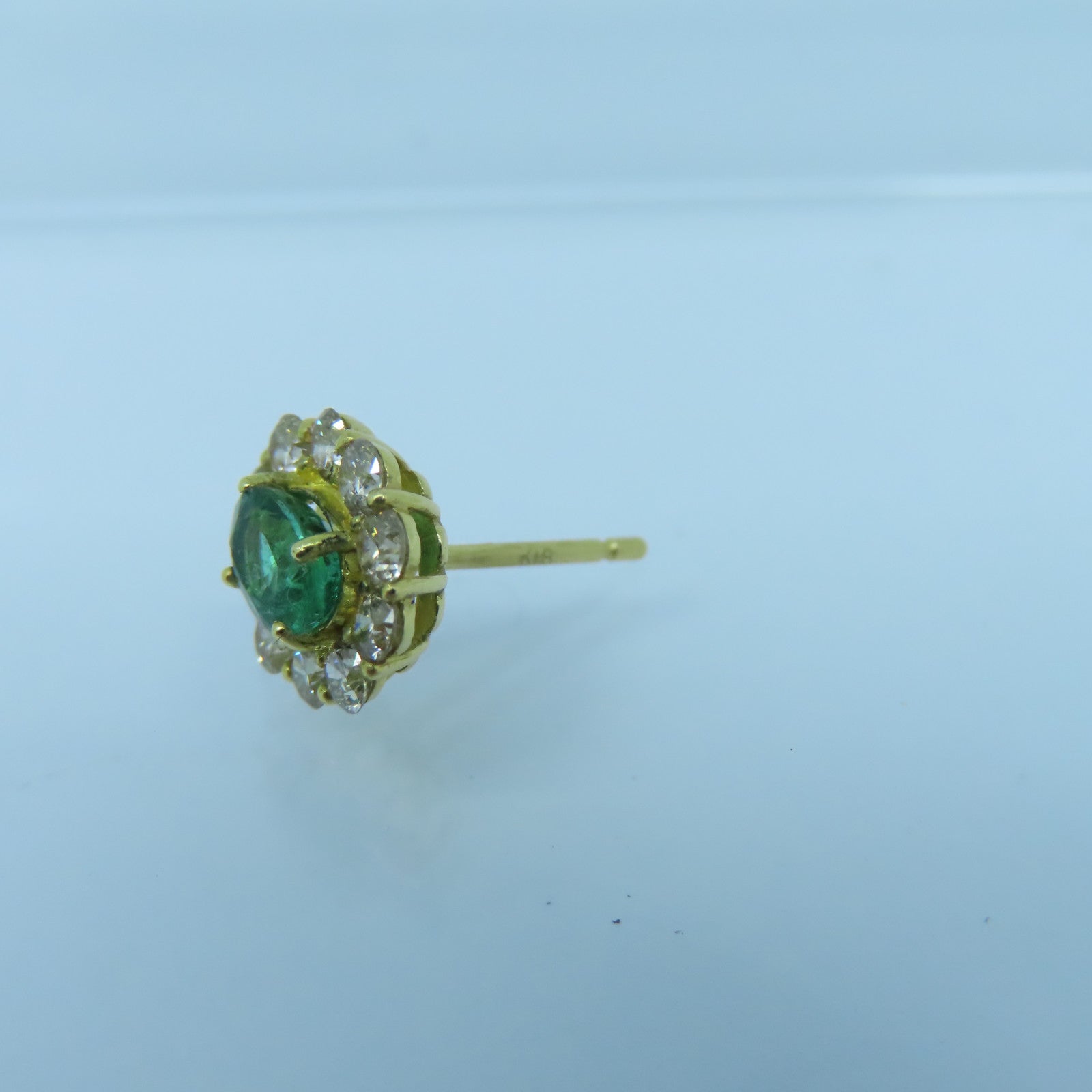 JEWELRY 18K黄金Emerald Earrings 0.75ct绿宝石/0.60ct钻石耳环绿色