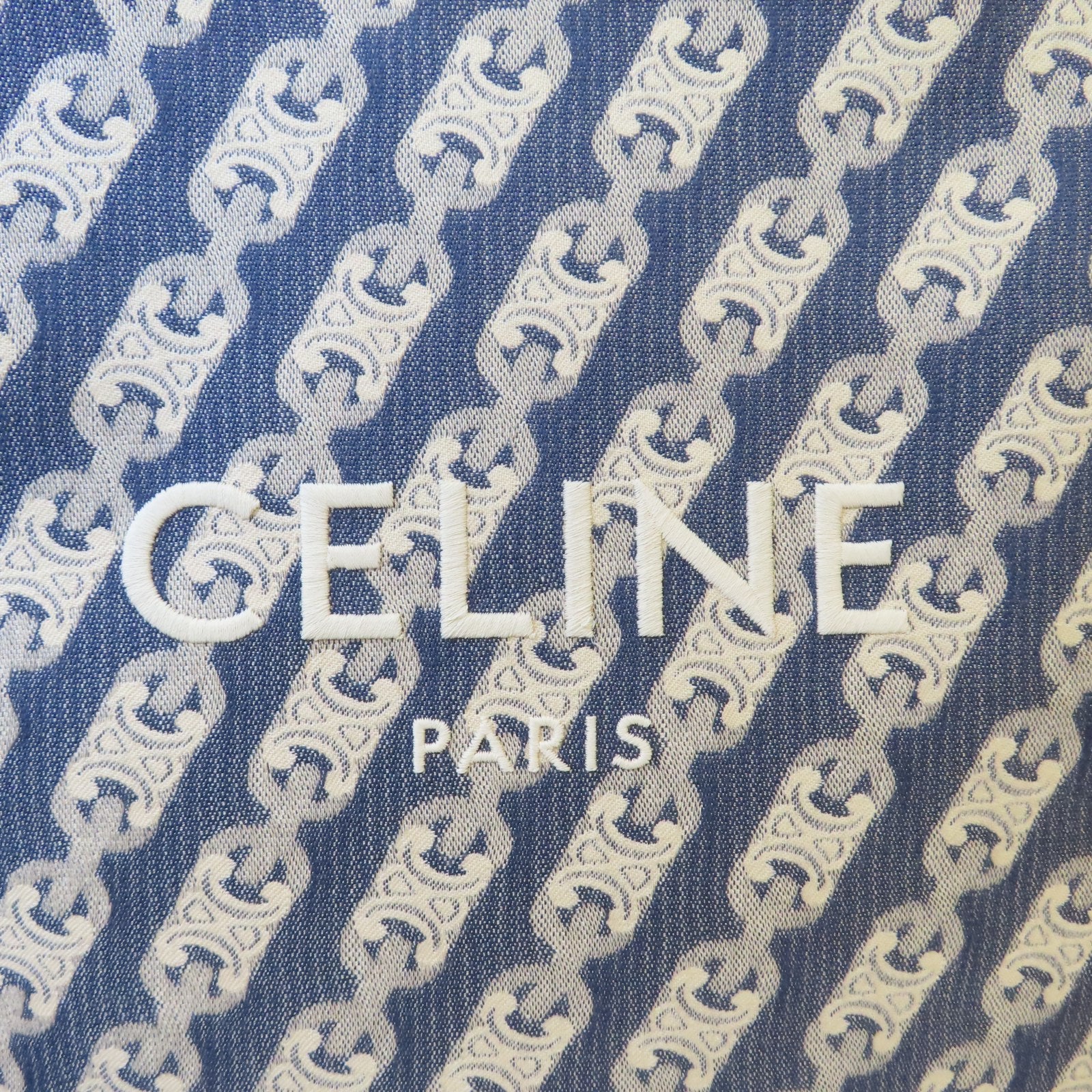 CELINE 帆布2 Way Tote Bag金扣手挽肩背兩用袋藍色/啡色