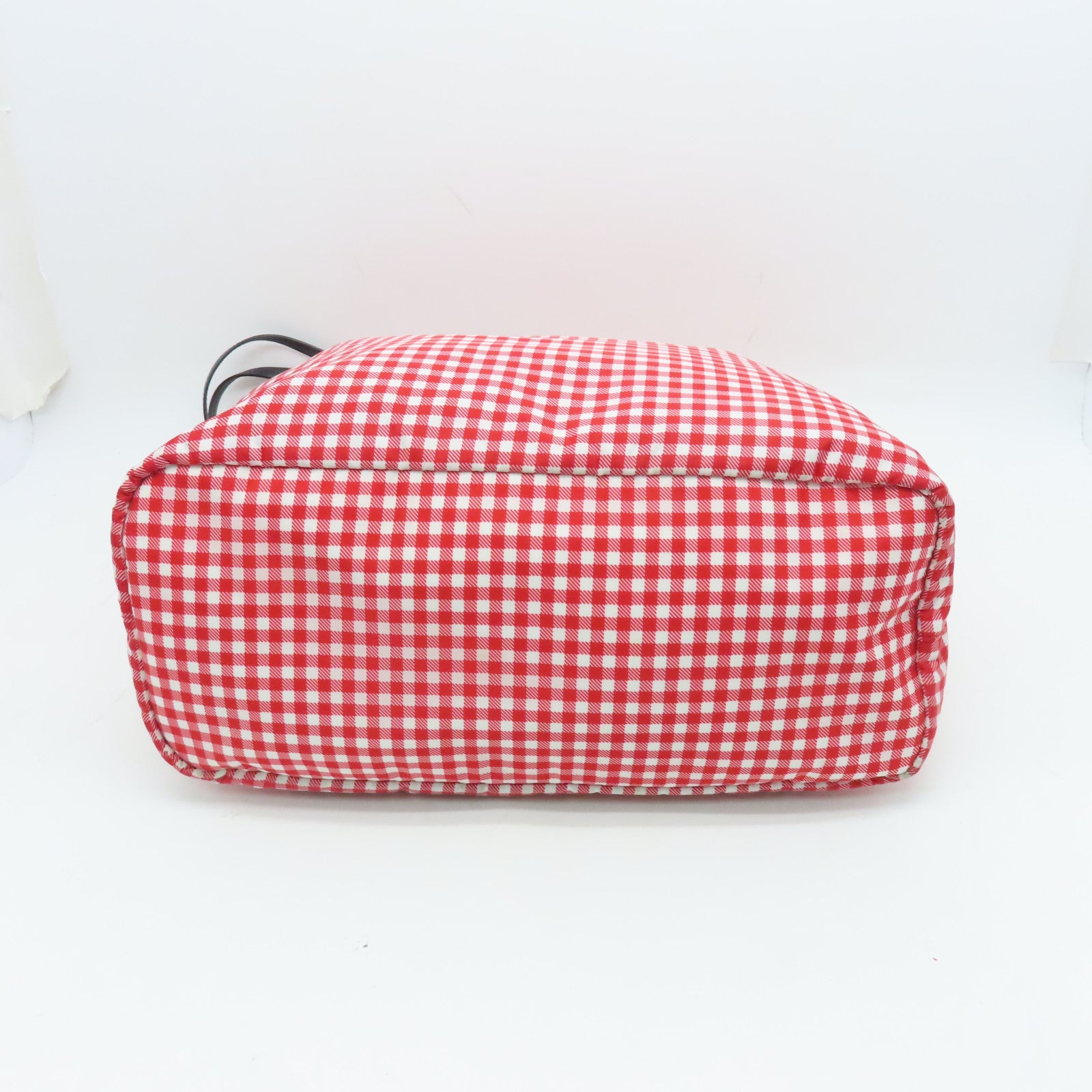 PRADA Nylon 2Way Tote Bag Silver Buckle Hand Shoulder Dual-use Bag Red Checkered