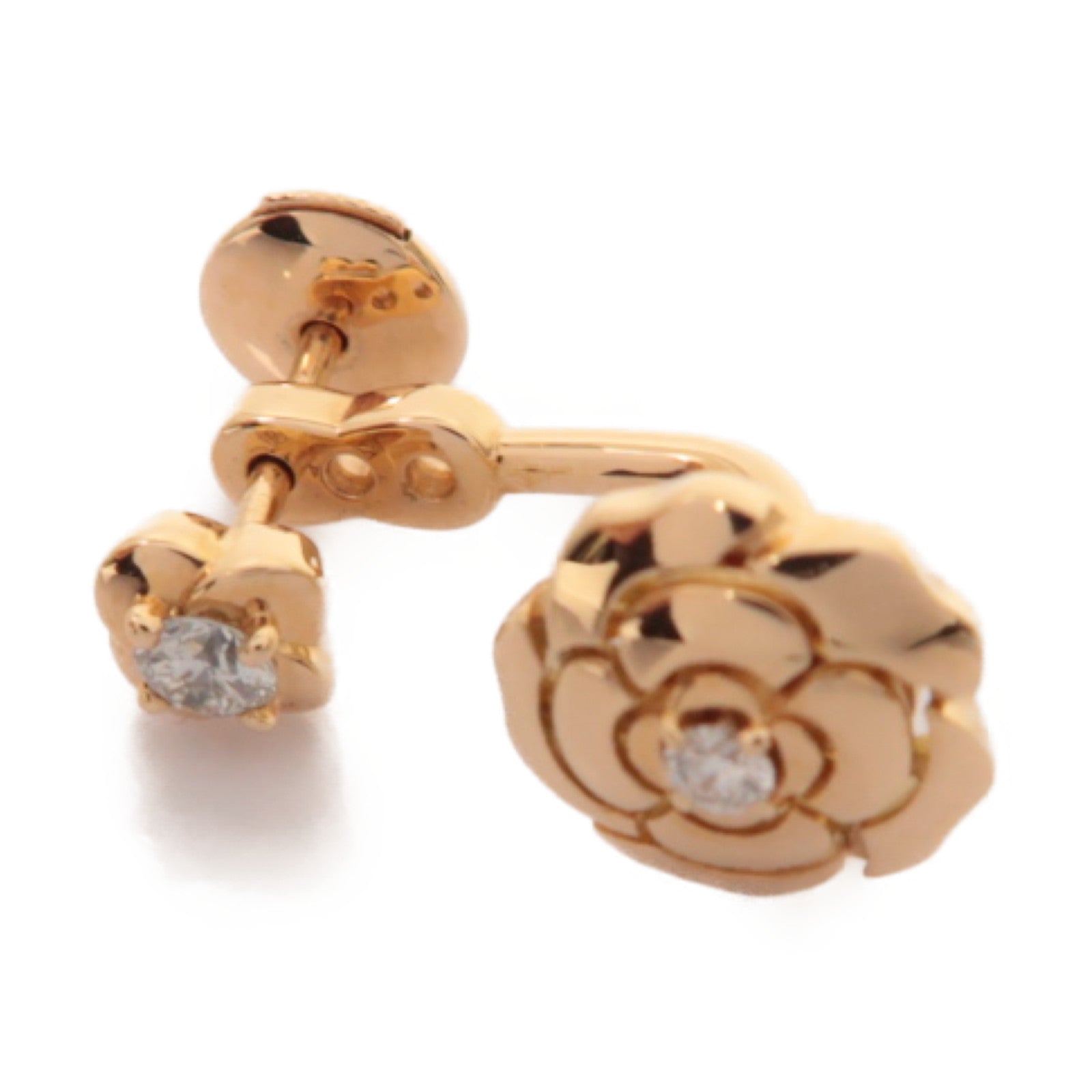 CHANEL 18K玫瑰金Extrait de Camelia Single Earring耳環