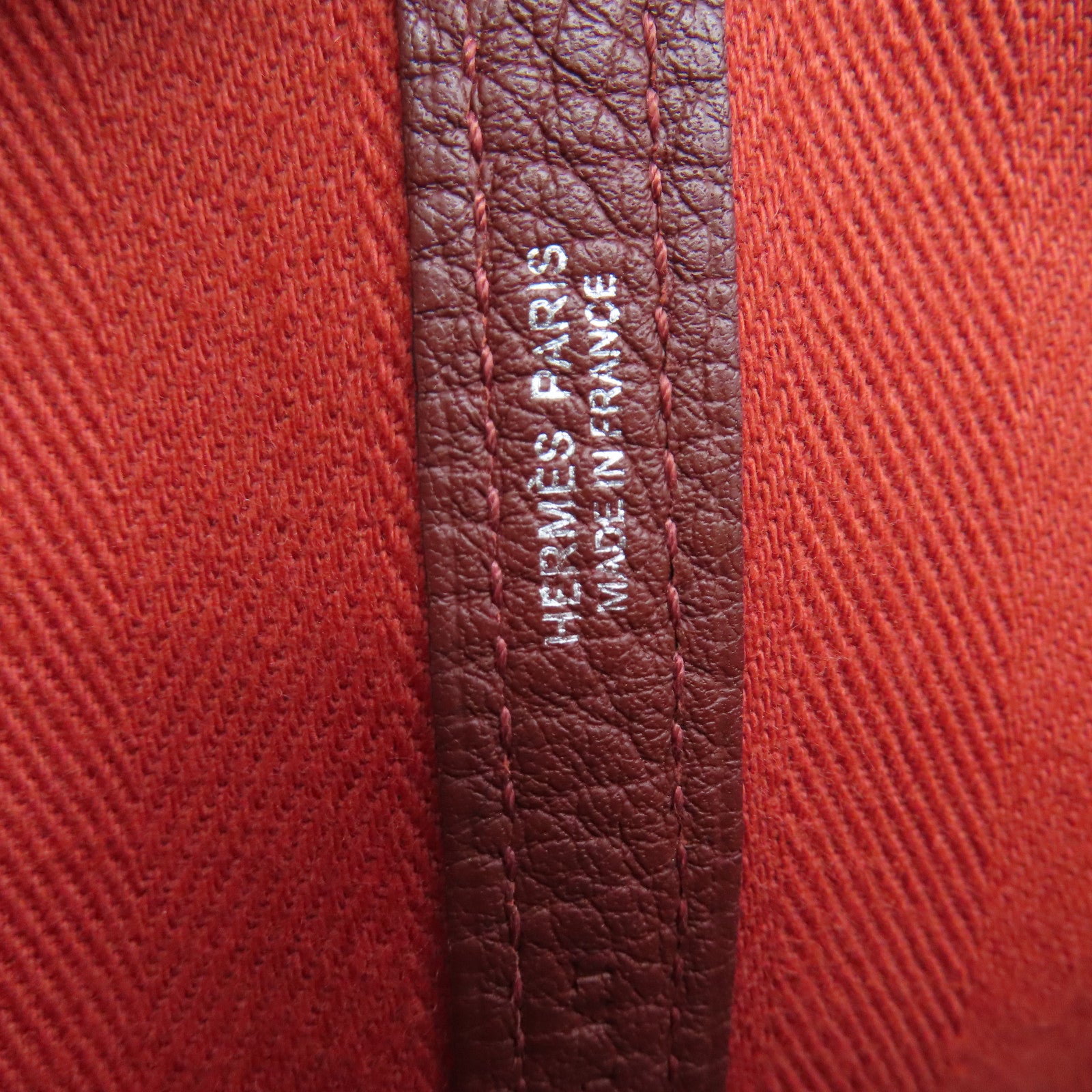 HERMES 帆布GardenPartyTPM銀扣手挽袋Rouge Tomate番茄紅