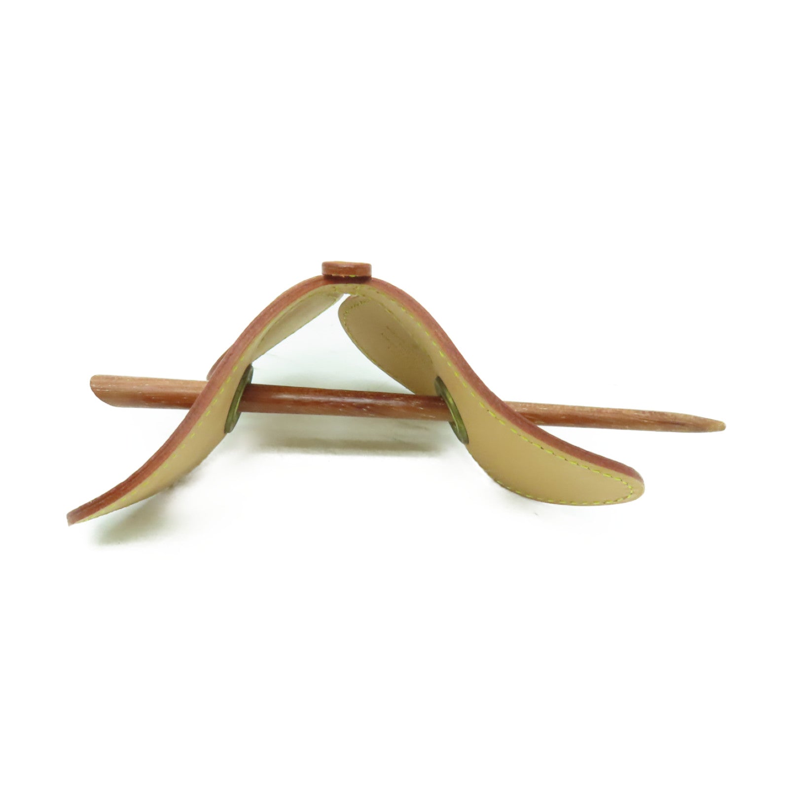 LOUIS VUITTON Tenned Leather Hair Clip金扣髮夾啡色
