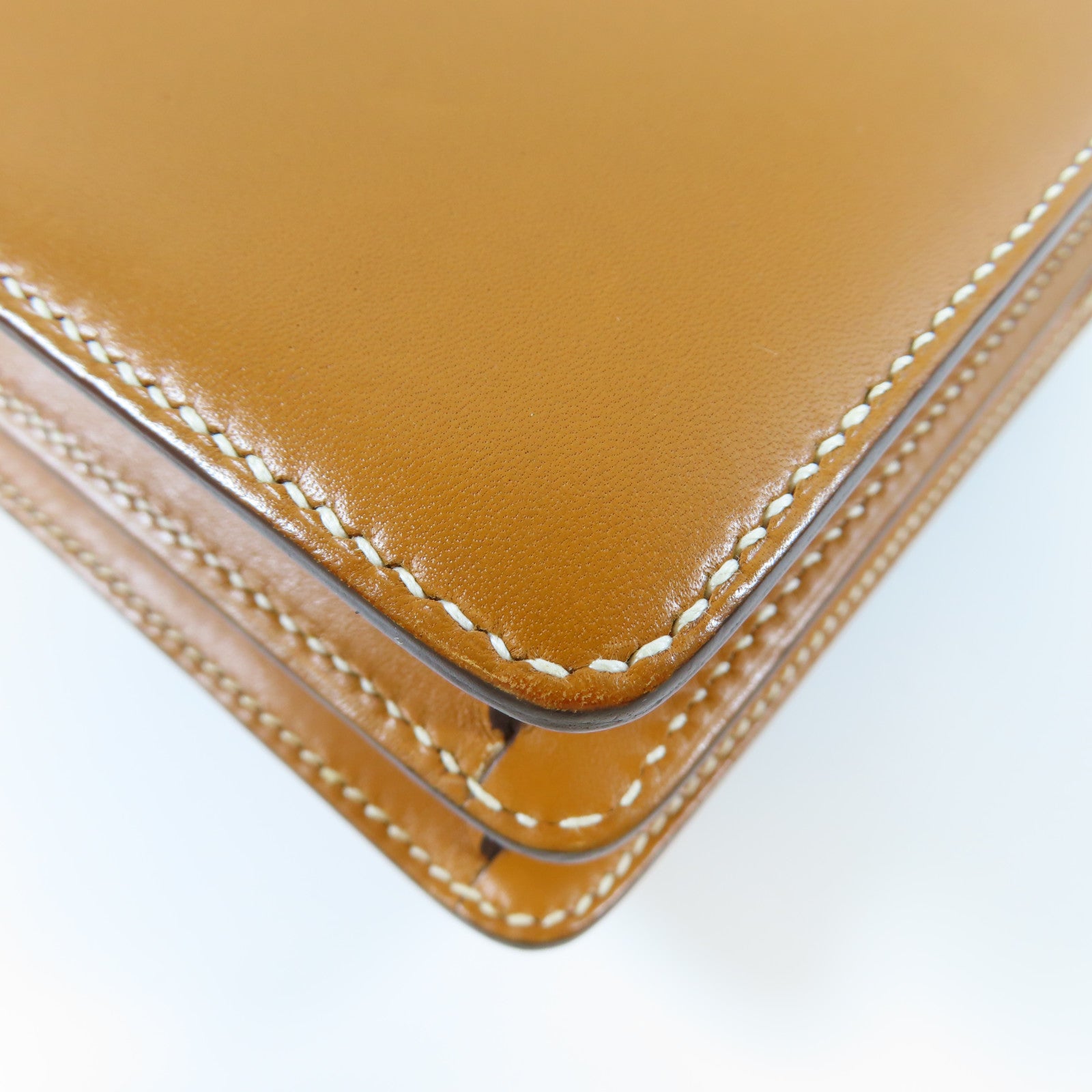 HERMES Barenia皮革Mini Roulis銀扣肩背袋Gold經典駝色