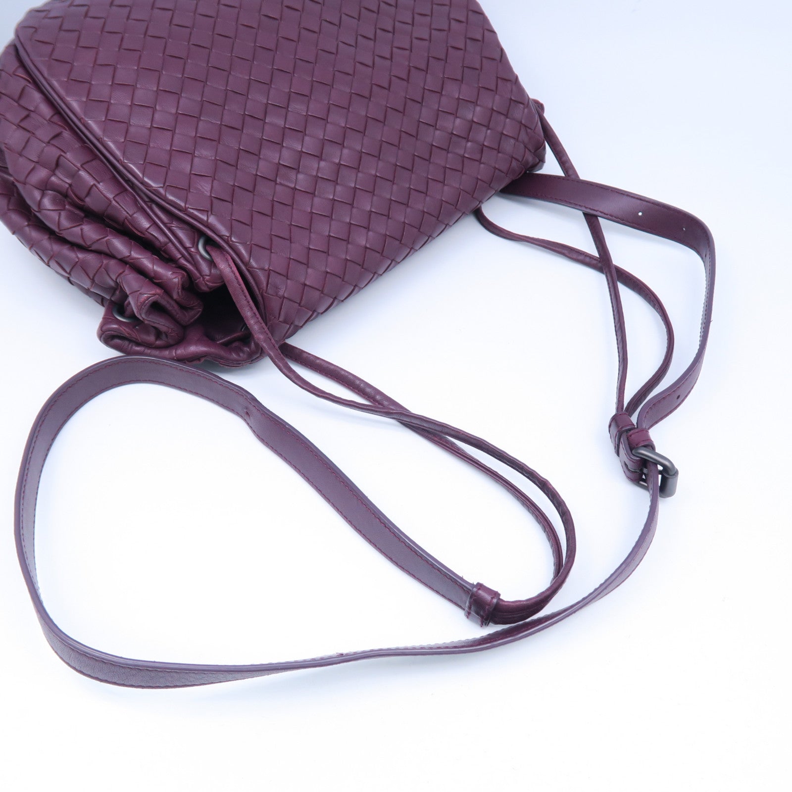 BOTTEGA VENETA 織紋皮革Shoulder Bag銀扣肩背袋紫色