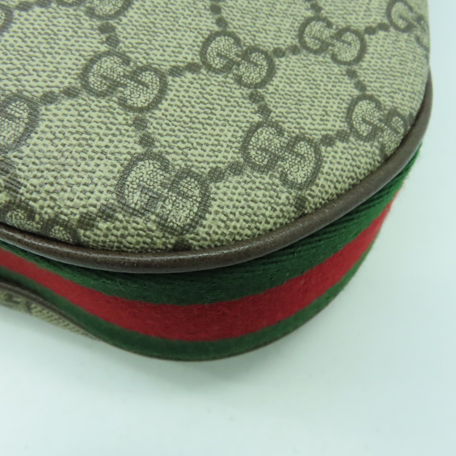 GUCCI 塗層帆布/皮革Attache銀扣肩背袋啡色