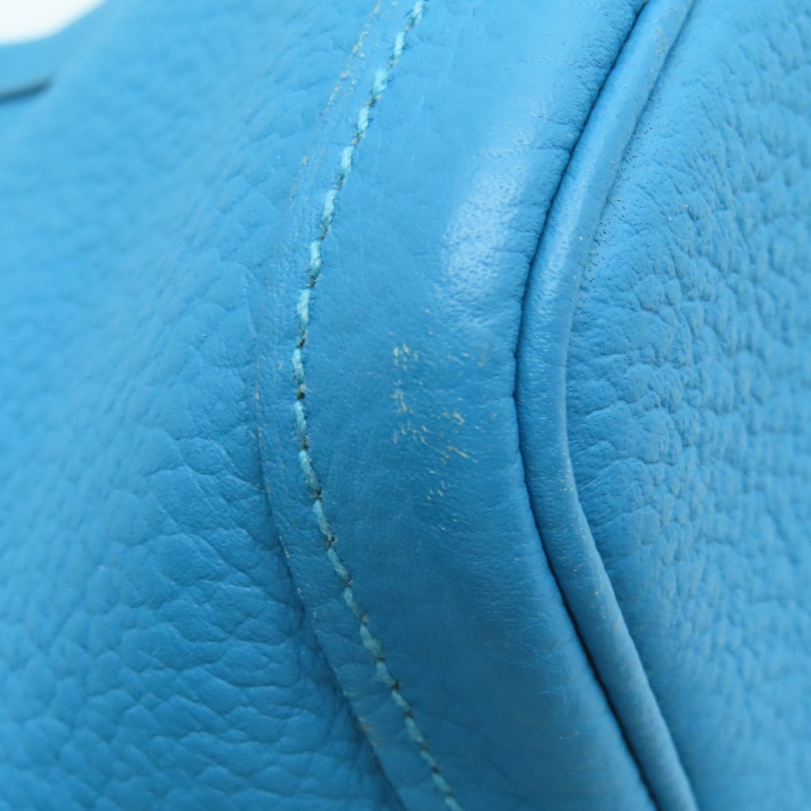 HERMES Togo Leather Garden Party PM Silver Button Handle Bag Blue