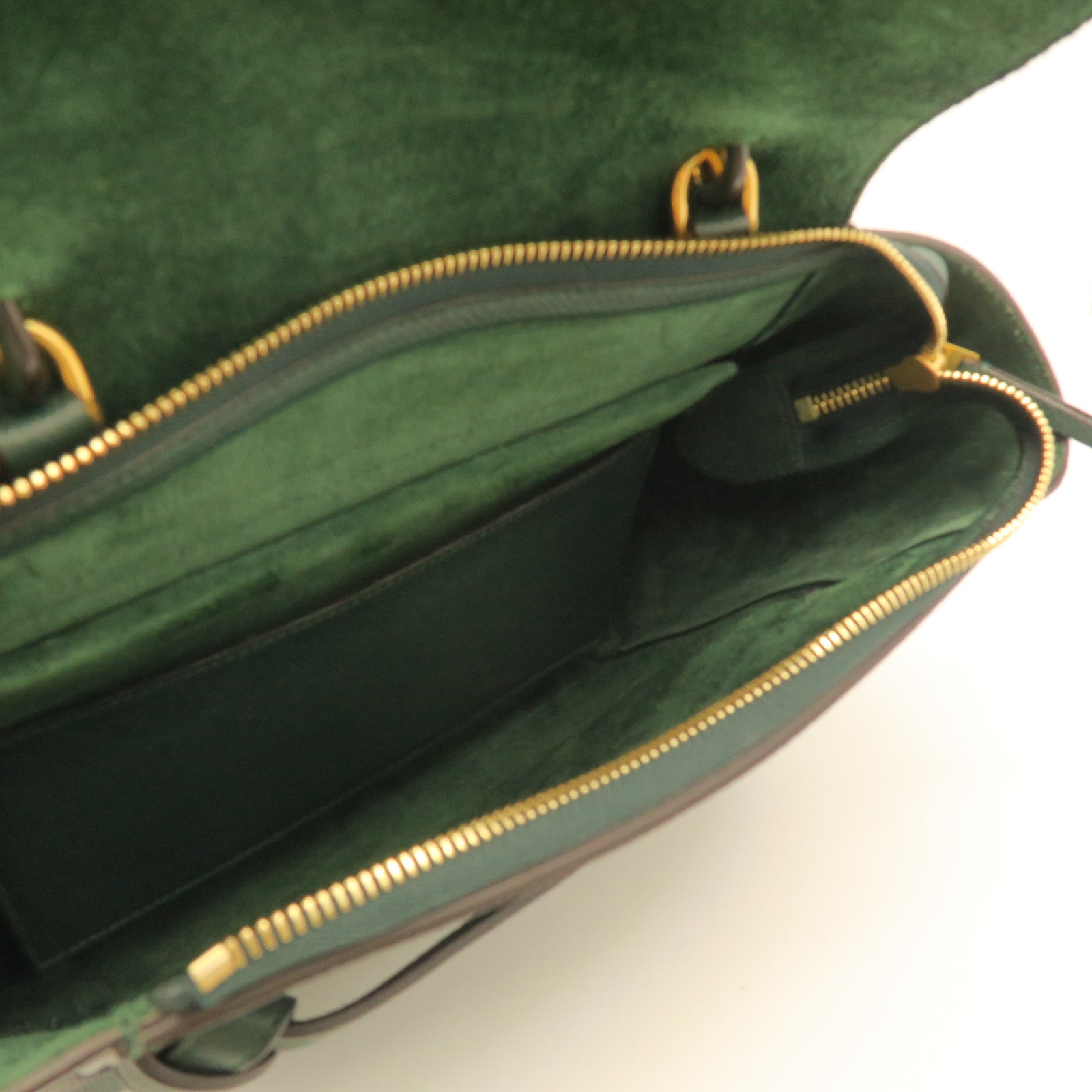CELINE cowhide leather Belt Bag gold buckle handle shoulder bag green