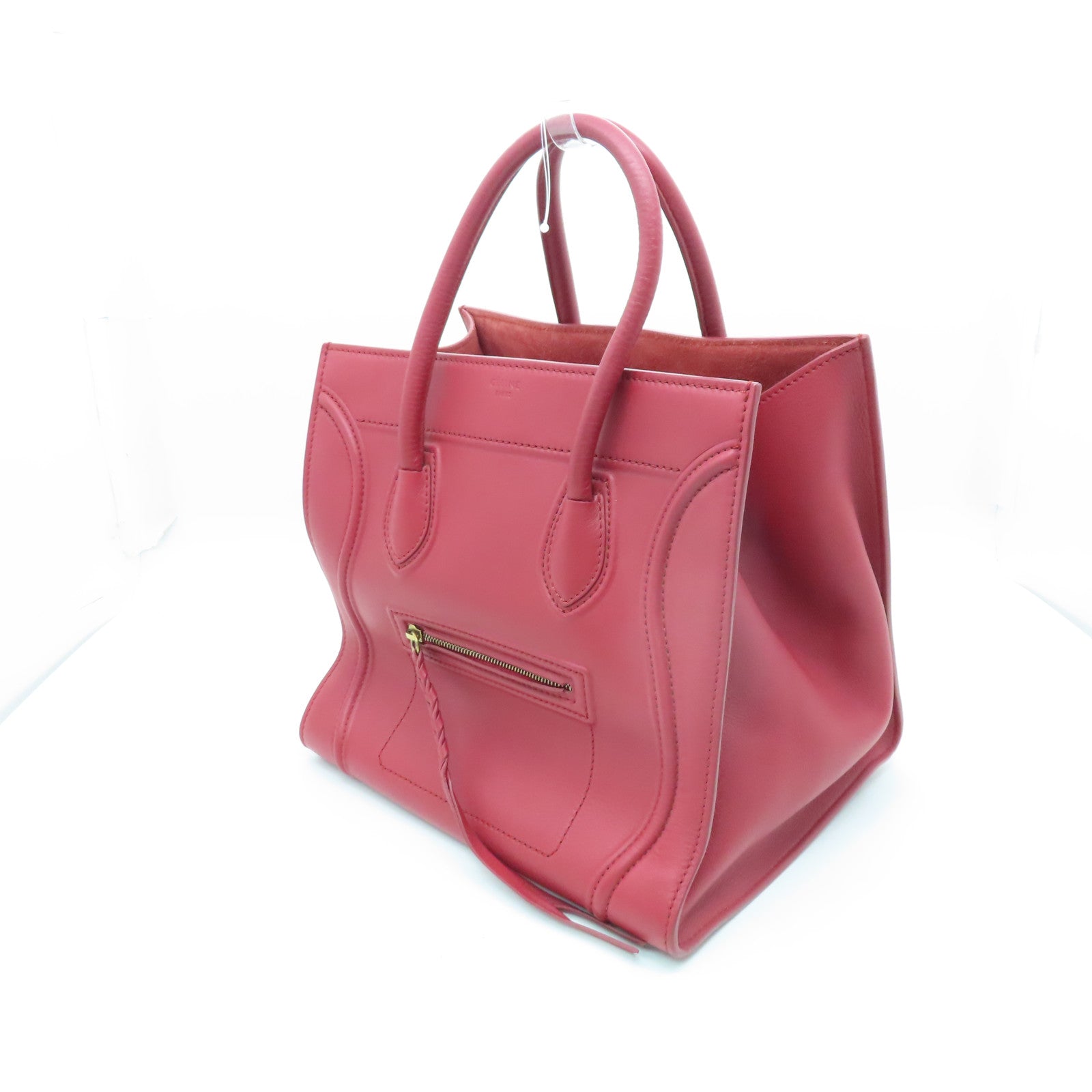 CELINE 【激減優惠】牛皮皮革Handbag金扣手挽袋紅色