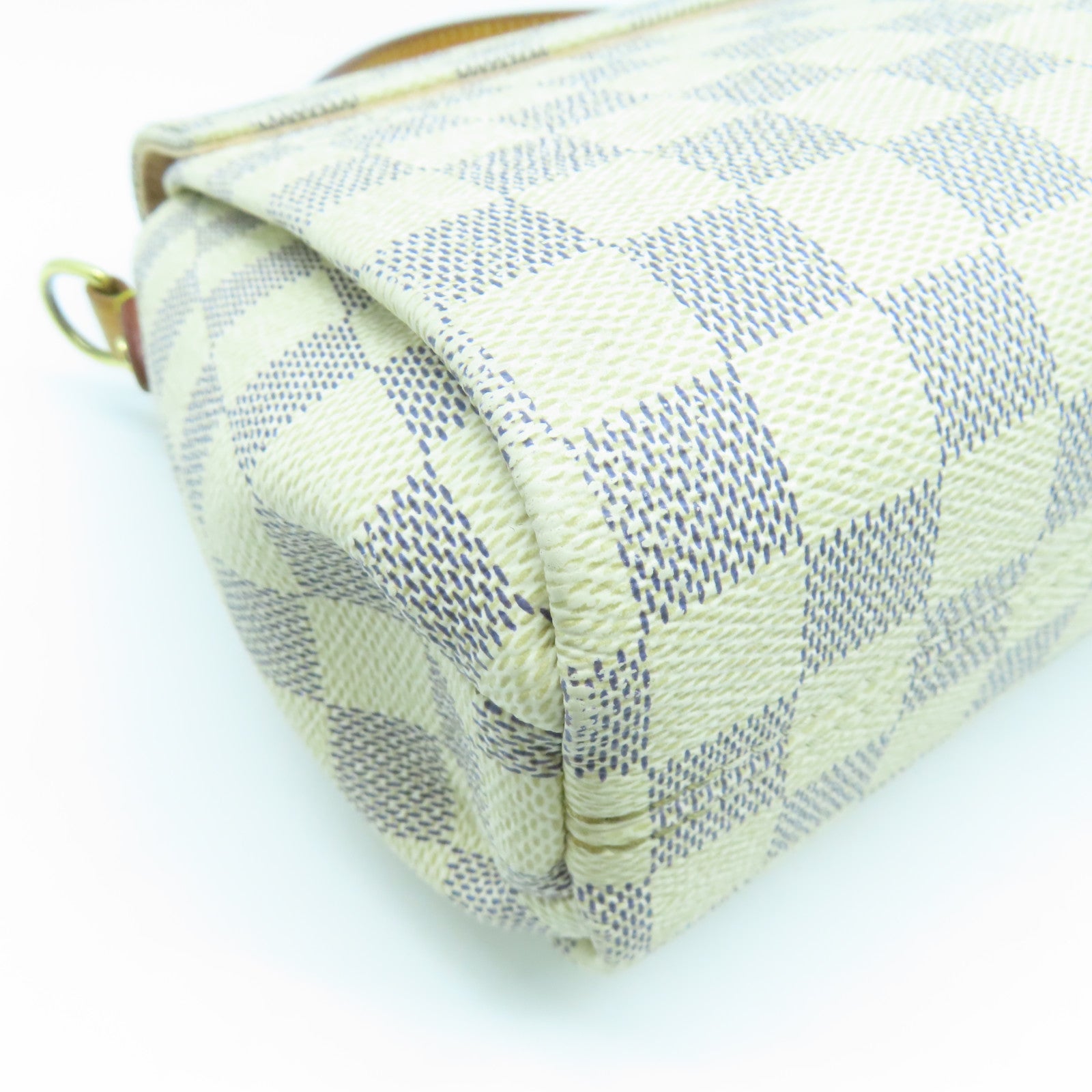 LOUIS VUITTON Damier Azur Croisette金扣手挽肩背兩用袋藍色/白色