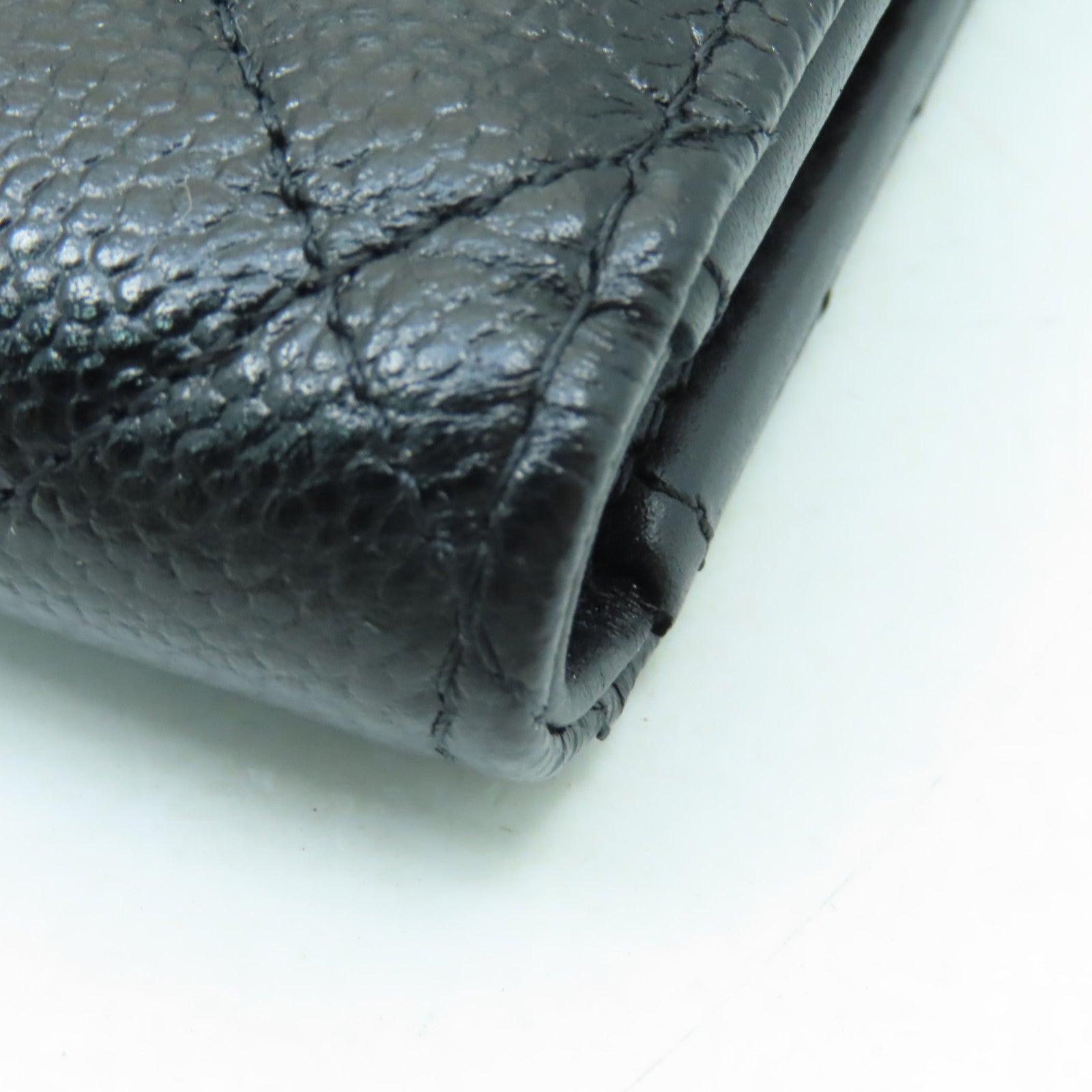 CHANEL 菱格Caviar皮革Wallet金扣錢包黒色