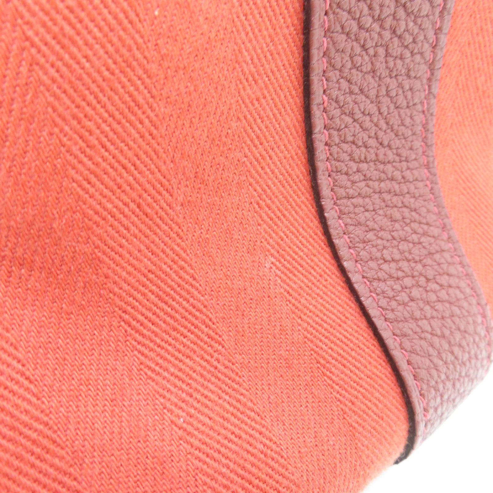 HERMES 帆布GardenPartyTPM銀扣手挽袋Rouge Tomate番茄紅