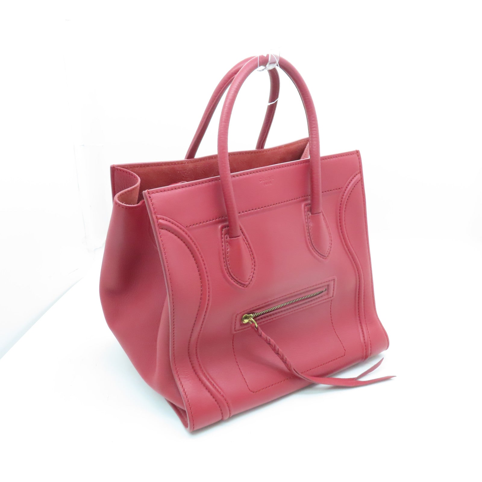 CELINE 【激減優惠】牛皮皮革Handbag金扣手挽袋紅色