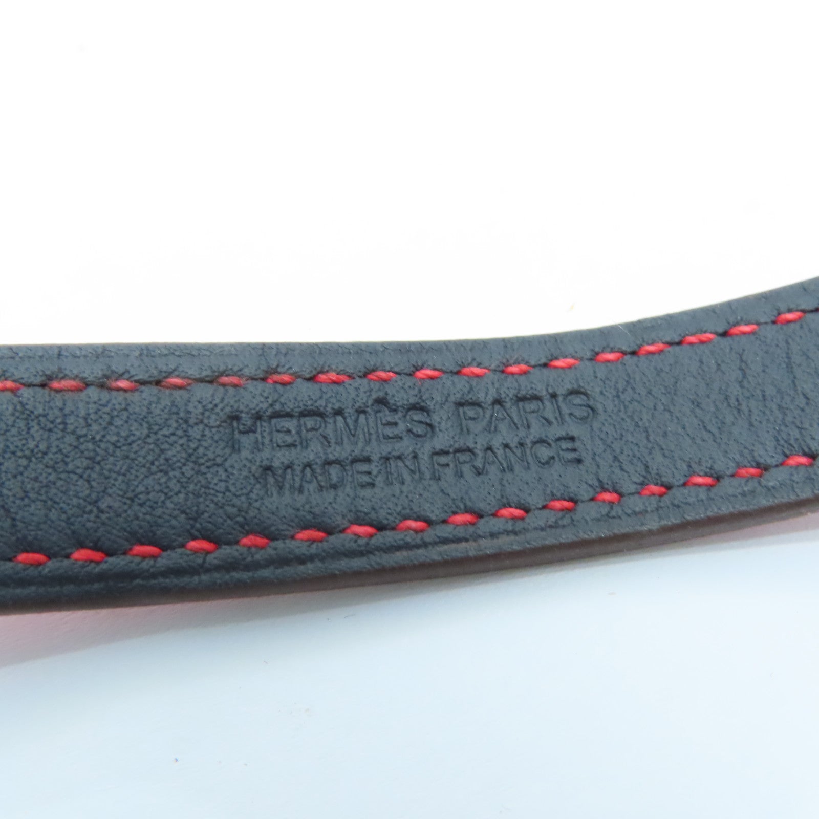 HERMES Swift皮革Rivale Double Tour Bracelet銀扣手帶紅色