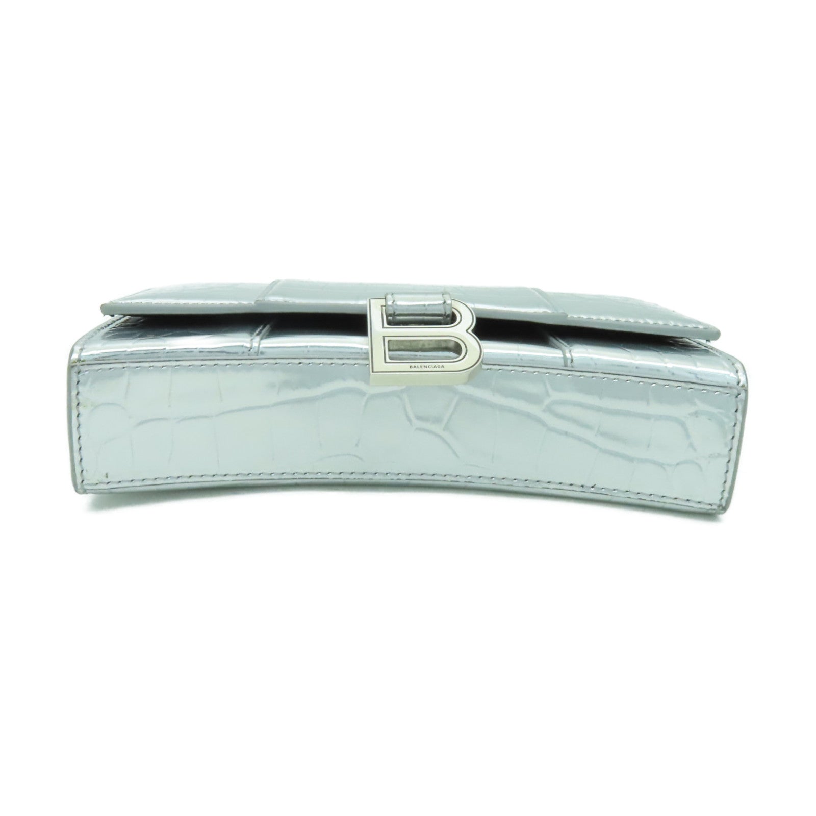 BALENCIAGA 牛皮皮革Shoulder Bag銀扣鏈帶肩背袋銀色