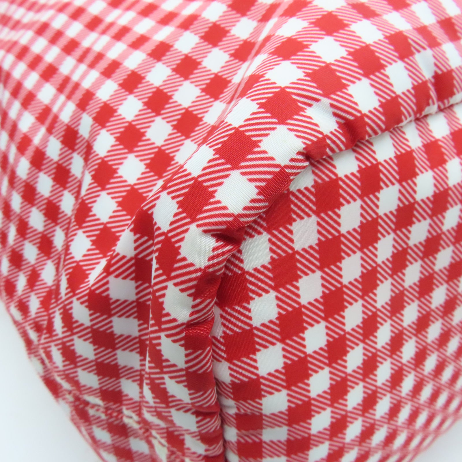 PRADA Nylon 2Way Tote Bag Silver Buckle Hand Shoulder Dual-use Bag Red Checkered