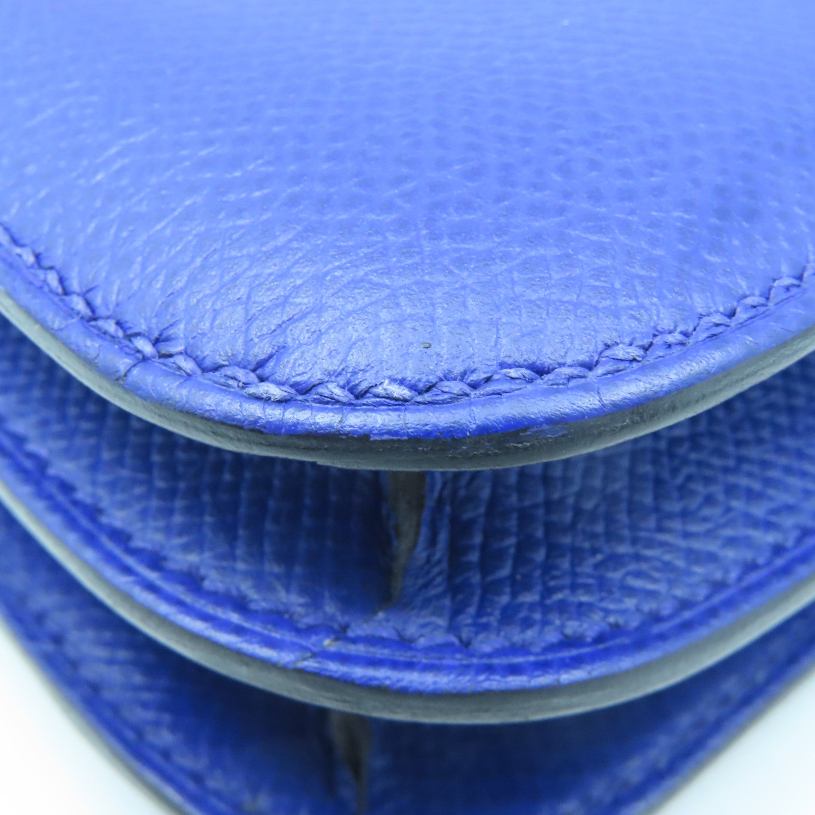 HERMES Epsom Leather Constance Mini Gold Buckle Shoulder Bag Blue