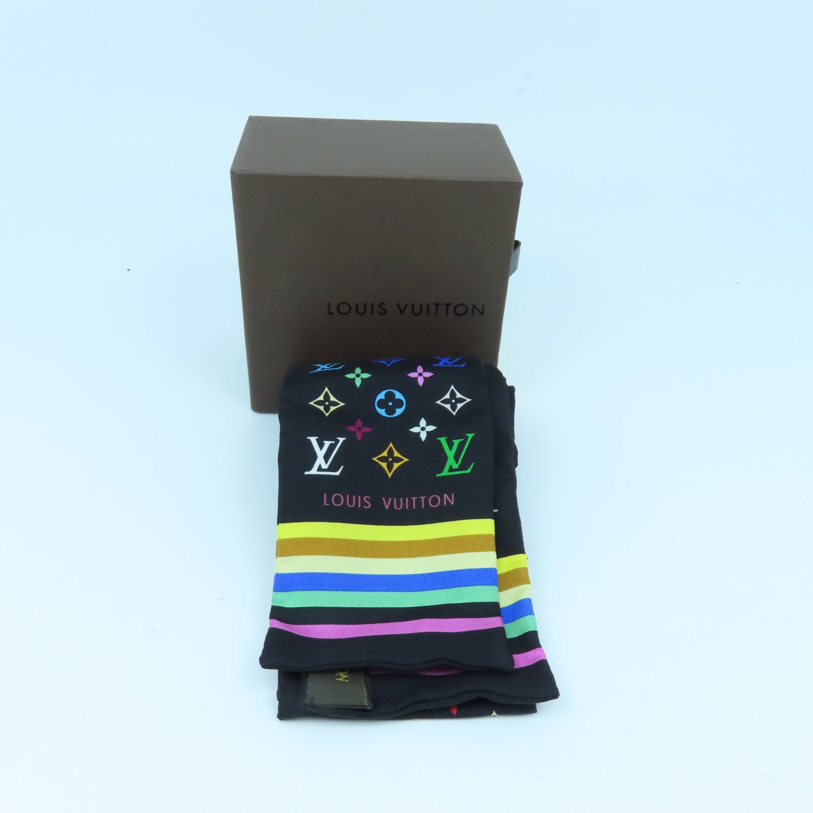 LOUIS VUITTON 絲質Scarf絲巾黑色/彩色