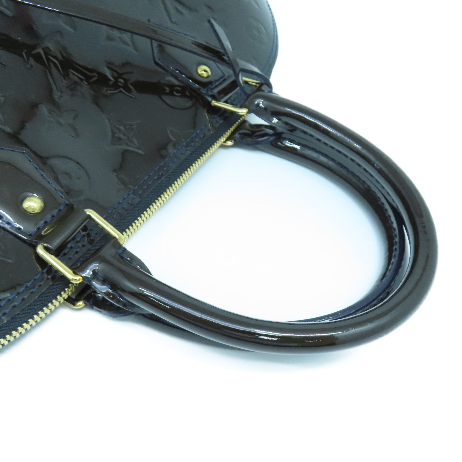 LOUIS VUITTON Mono-Vernis Alma MM金扣手挽袋深紅色