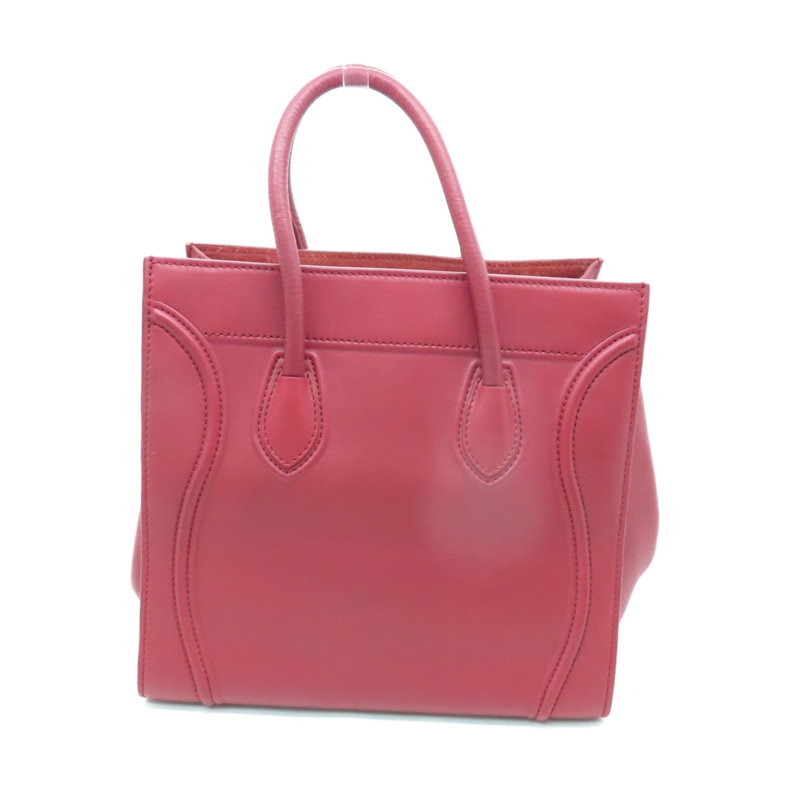 CELINE 【激減優惠】牛皮皮革Handbag金扣手挽袋紅色