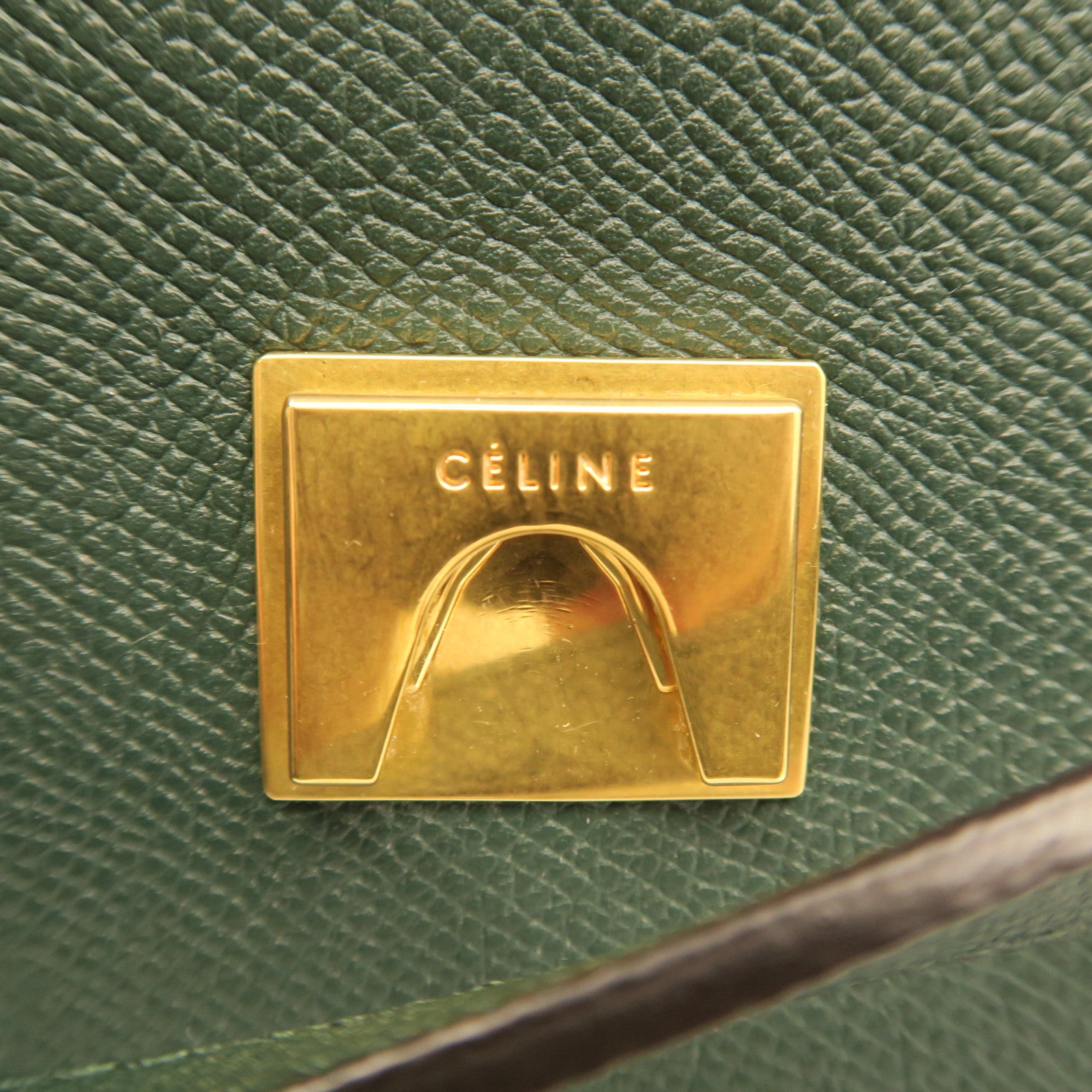 CELINE cowhide leather Belt Bag gold buckle handle shoulder bag green