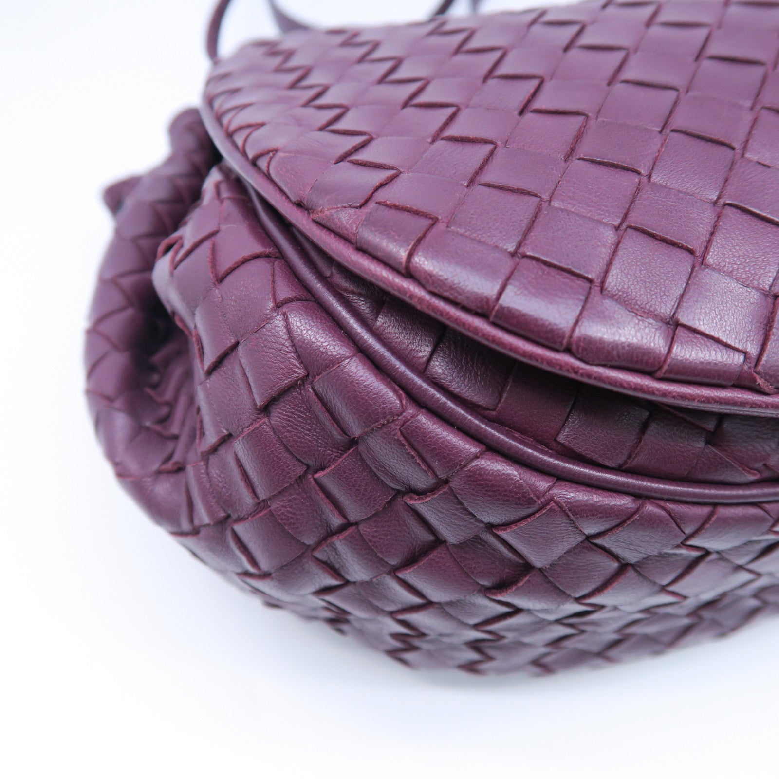 BOTTEGA VENETA 織紋皮革Shoulder Bag銀扣肩背袋紫色