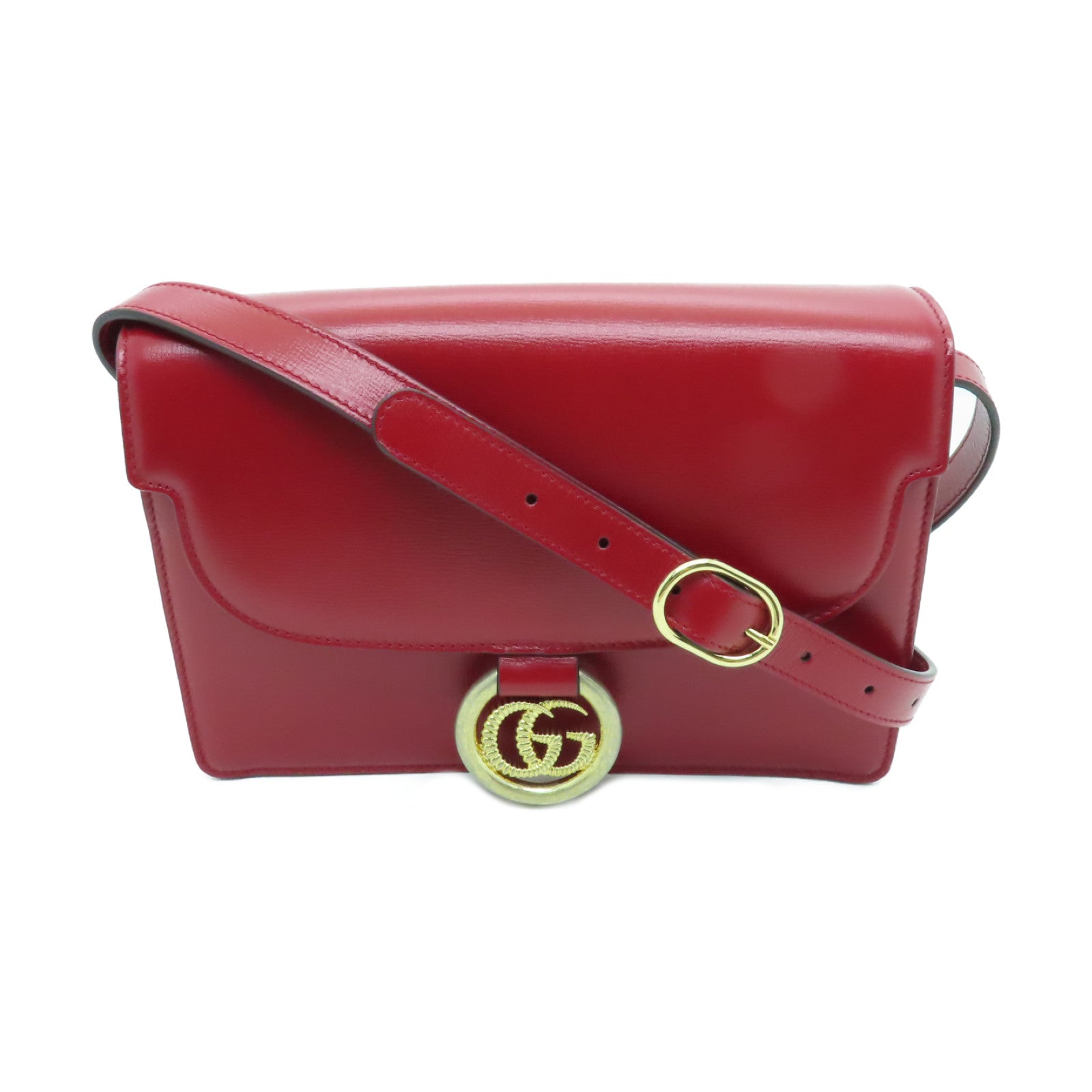 GUCCI 【激減優惠】牛皮皮革Shoulder  Bag金扣肩背袋紅色