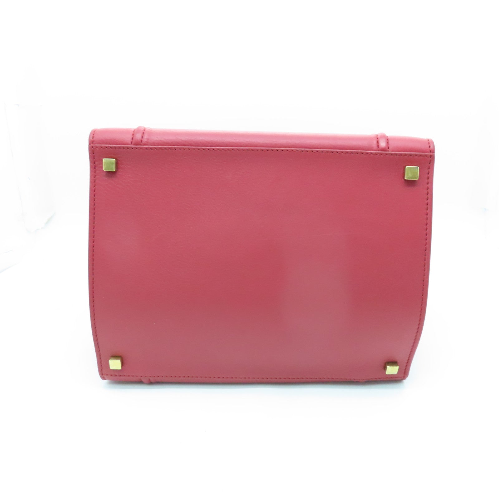 CELINE 【激減優惠】牛皮皮革Handbag金扣手挽袋紅色