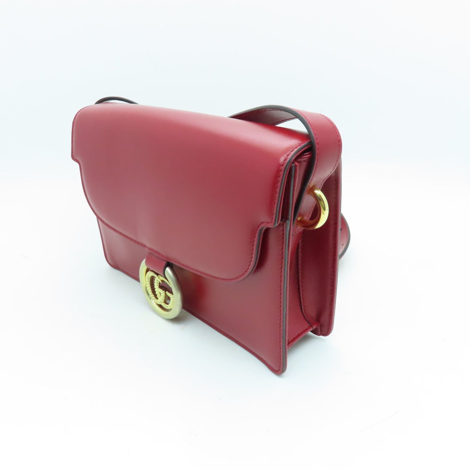 GUCCI 【激減優惠】牛皮皮革Shoulder  Bag金扣肩背袋紅色