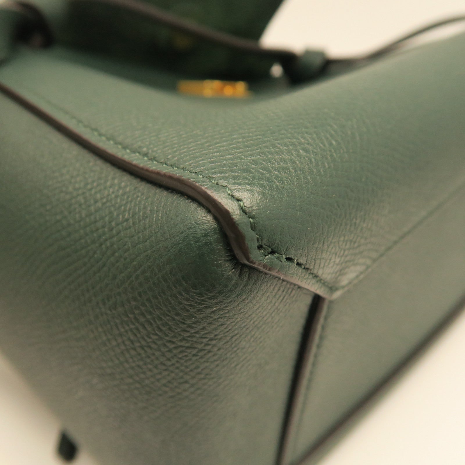 CELINE cowhide leather Belt Bag gold buckle handle shoulder bag green