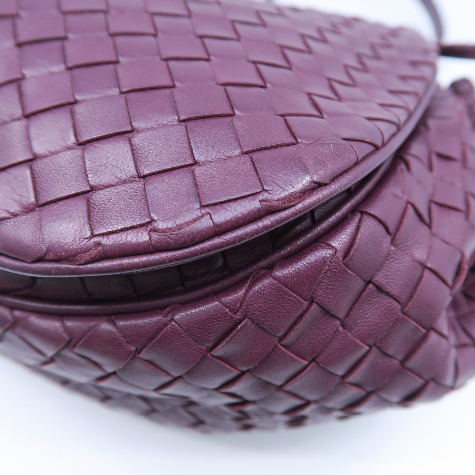 BOTTEGA VENETA 織紋皮革Shoulder Bag銀扣肩背袋紫色