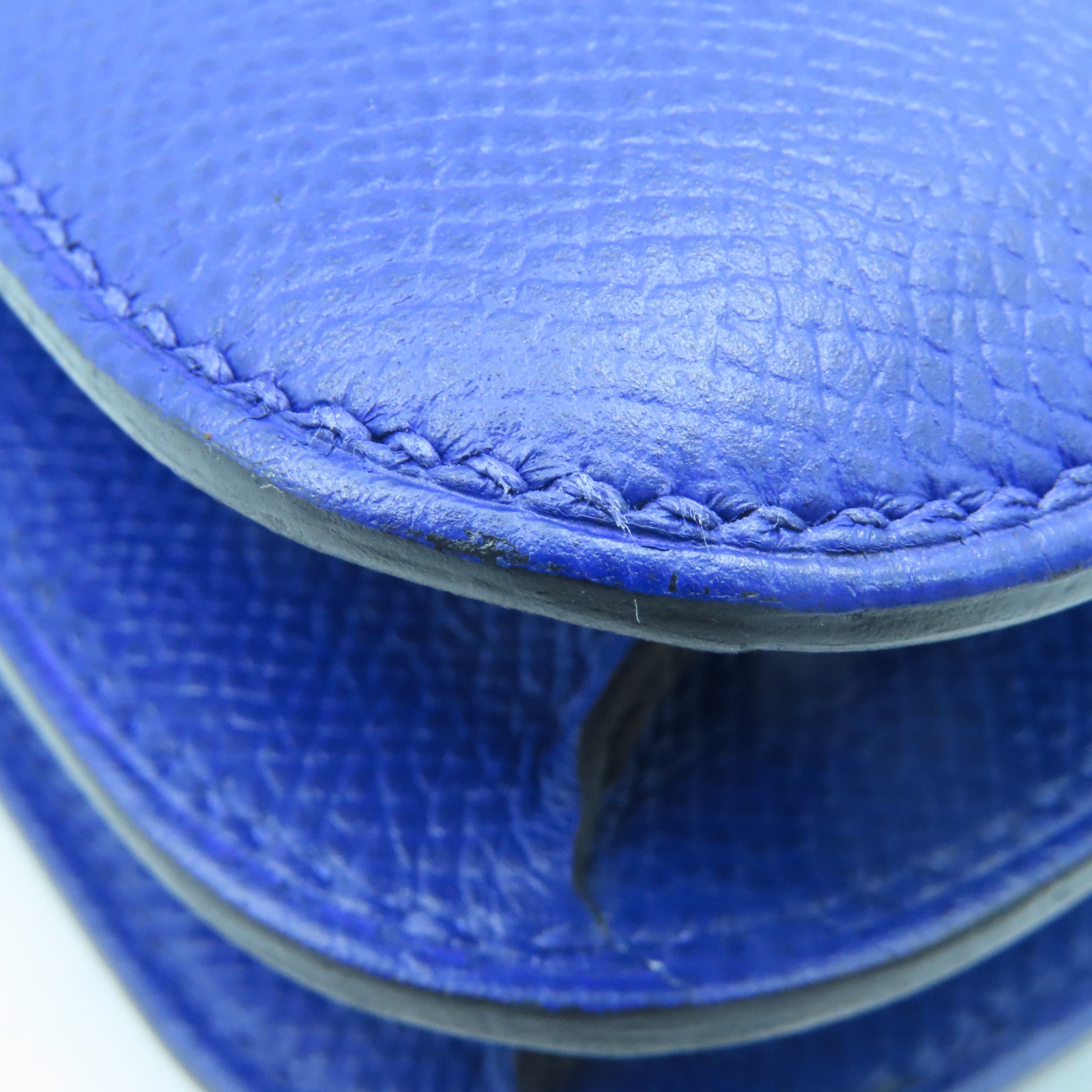 HERMES Epsom Leather Constance Mini Gold Buckle Shoulder Bag Blue