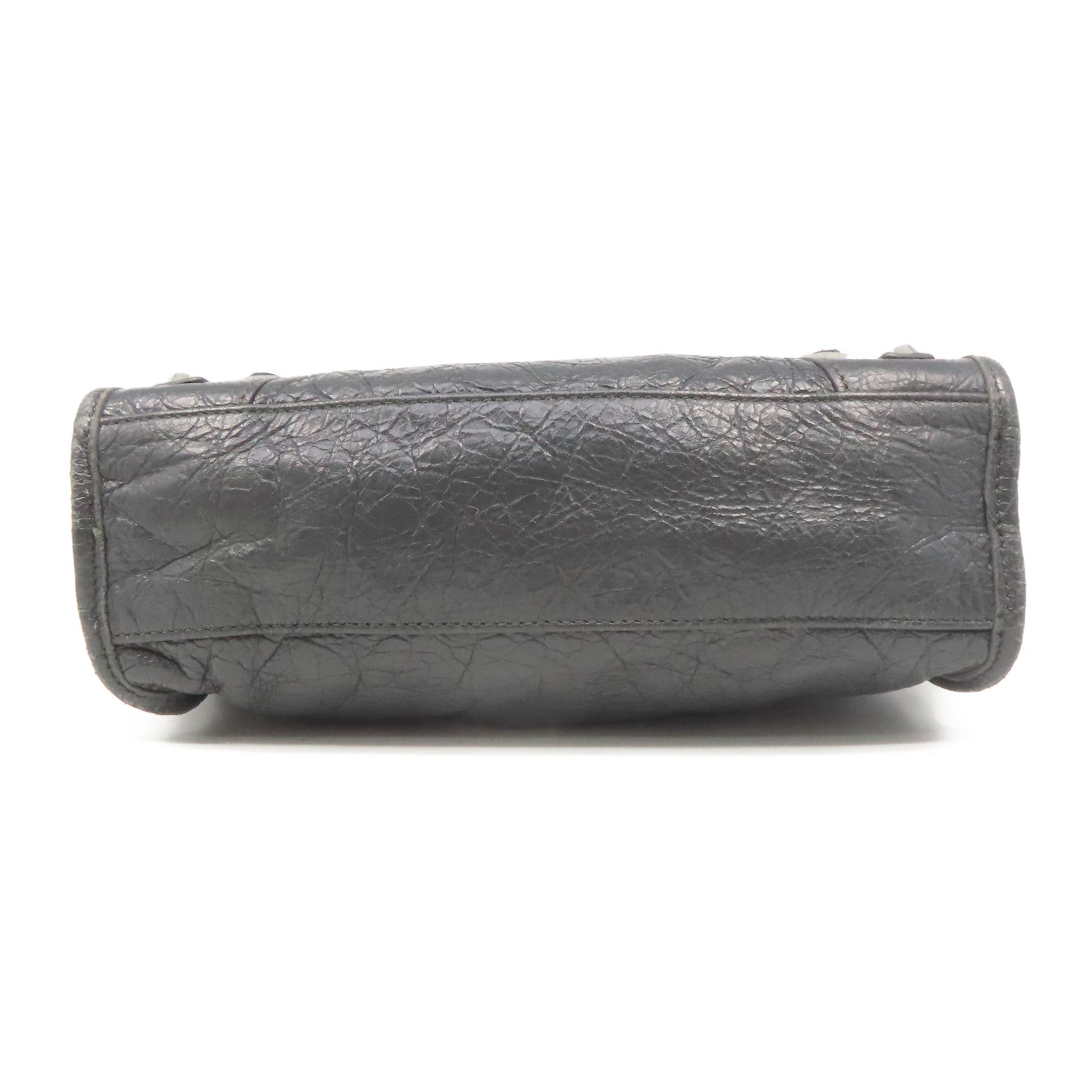 BALENCIAGA 羊皮皮革Mini City銀扣手挽肩背兩用袋灰色