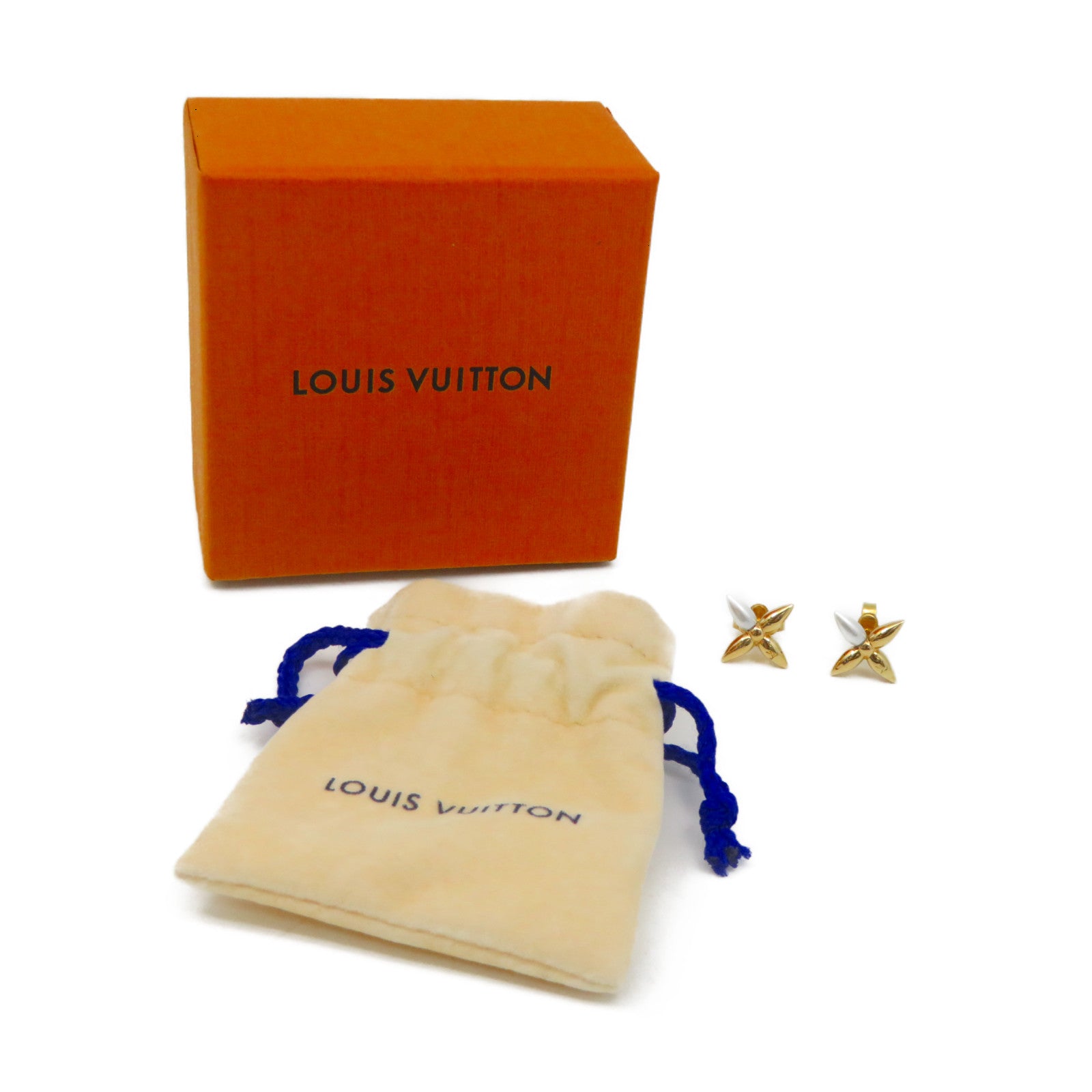 LOUIS VUITTON 金屬/PVC Louisette Earrings耳環金色/白色