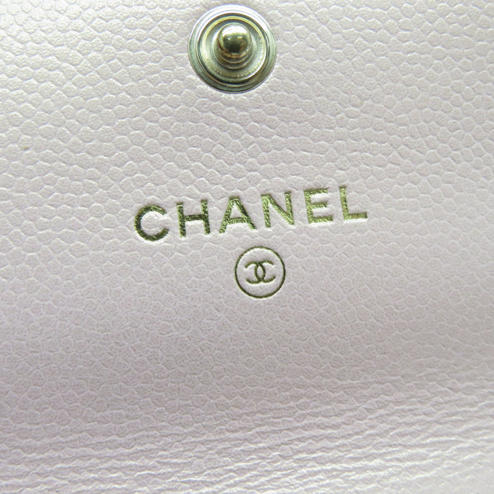 CHANEL 菱格Caviar皮革CC Pearl Chain Bag金扣零錢包粉紅色