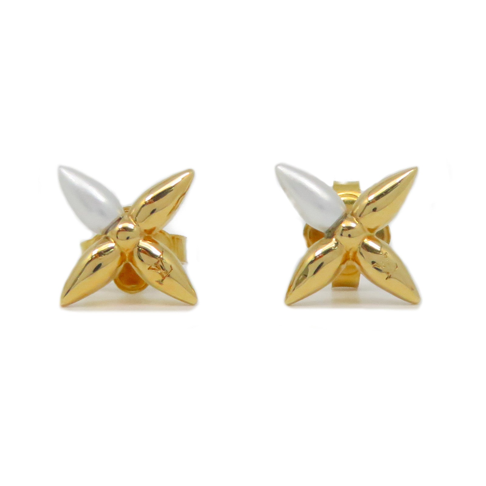 LOUIS VUITTON 金屬/PVC Louisette Earrings耳環金色/白色