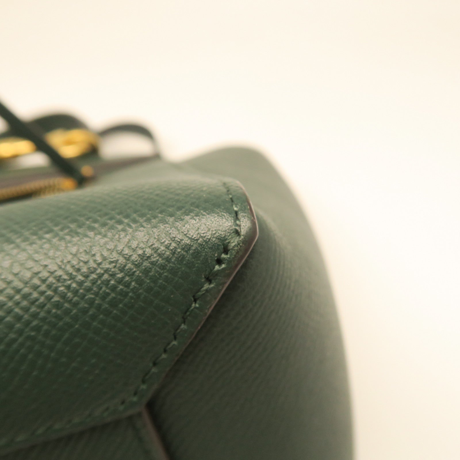 CELINE cowhide leather Belt Bag gold buckle handle shoulder bag green