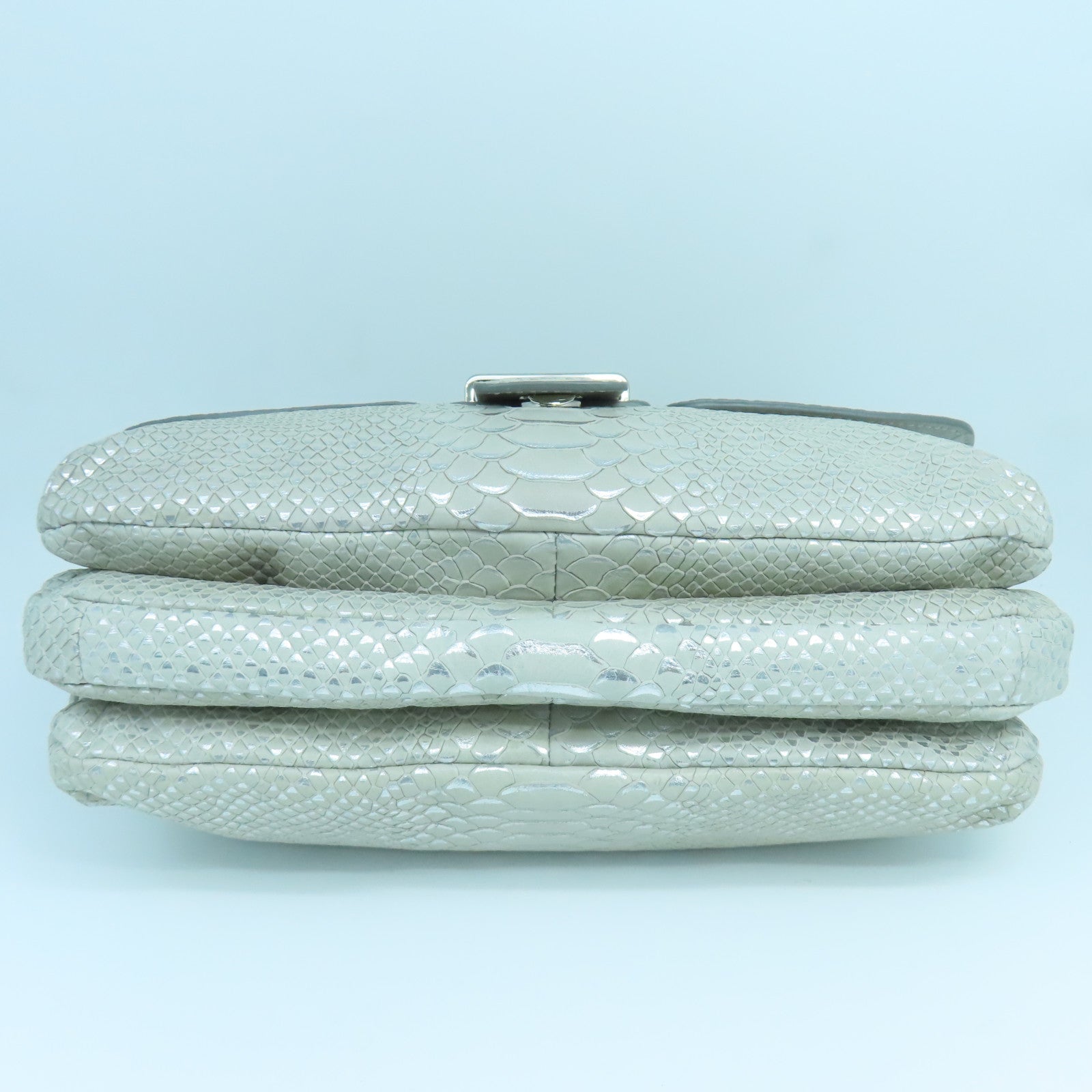 COACH 皮革Pouch Shoulder銀扣肩背袋銀色
