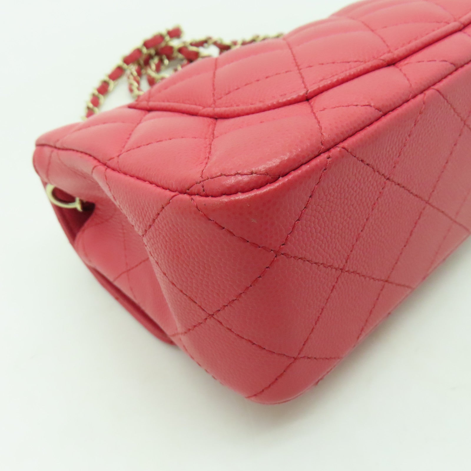 CHANEL 菱格牛皮皮革Classic Flap 20cm金扣鏈帶肩背袋粉紅色