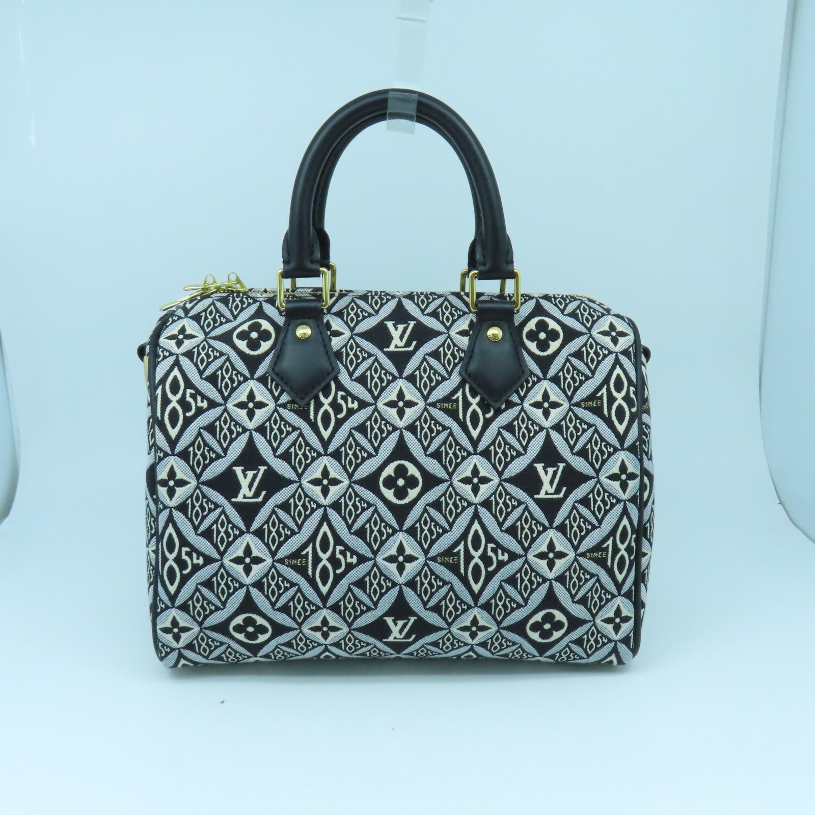 LOUIS VUITTON 【激減優惠】Monogram Jacquard Since 1854 Speedy Bandouliere 25金扣手挽肩背兩用袋黑色/白色