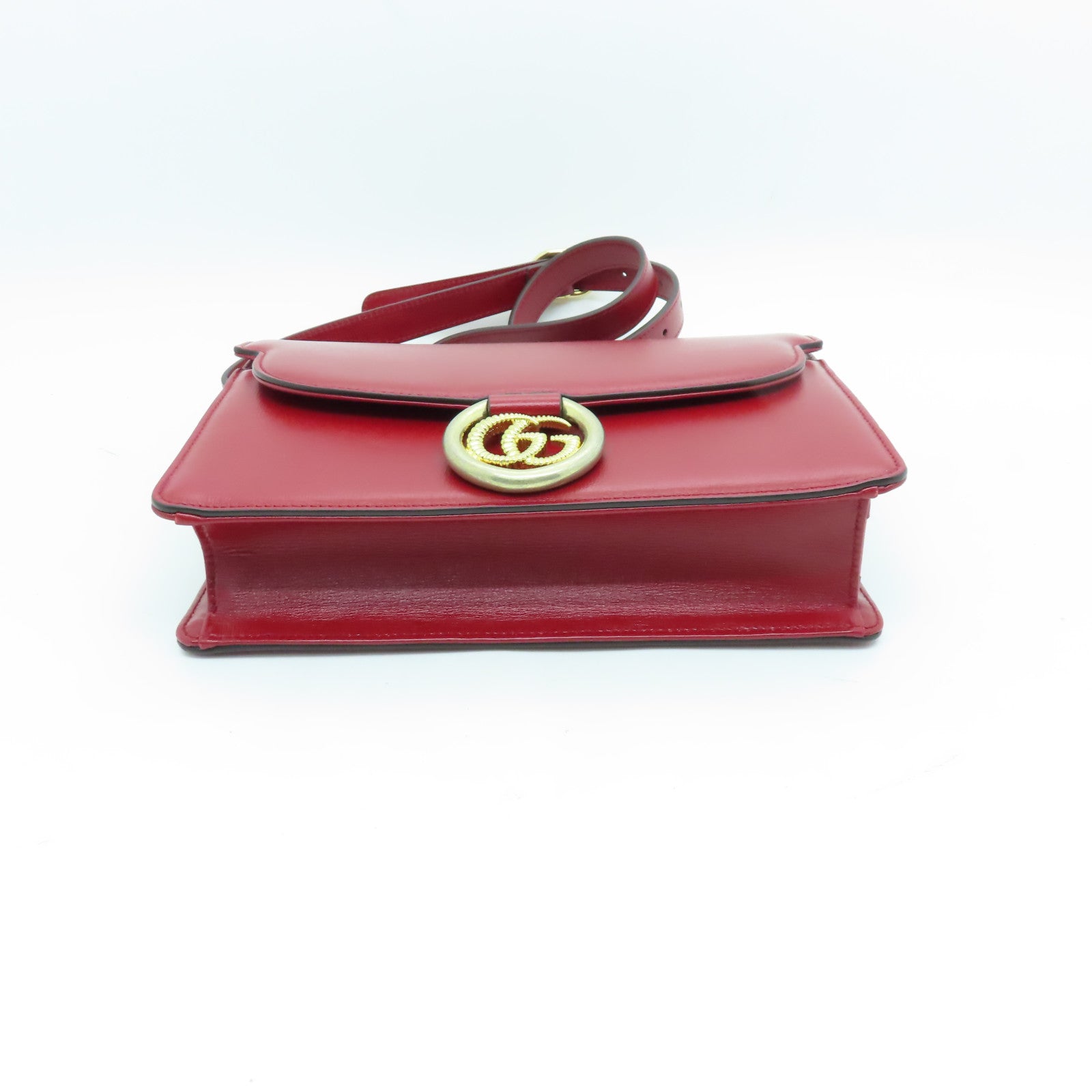 GUCCI 【激減優惠】牛皮皮革Shoulder  Bag金扣肩背袋紅色